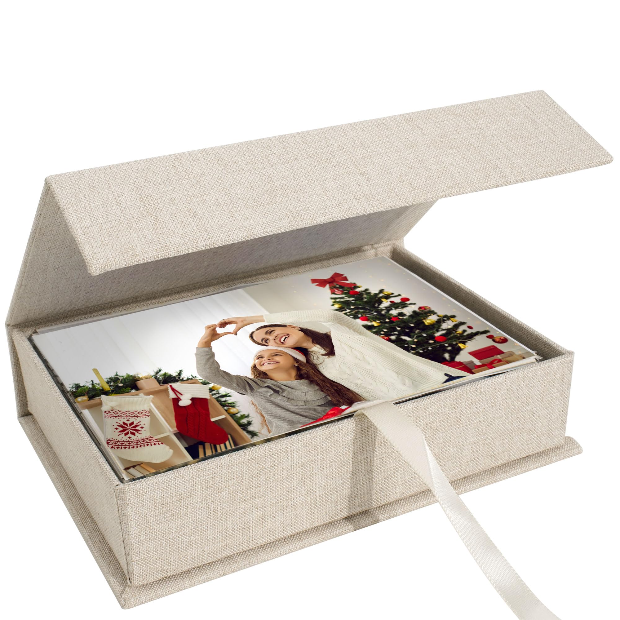 Hiwhy Foto Aufbewahrungsbox 13x18 cm, Leinen-Fotobox, Erinnerungsbox zur Aufbewahrung von Fotos, Bildern, Urkunden, Scrapbooking-Zubehör, Andenken und Schmuck Beige Beige 13x18 cm Angebot bei HelloDeals