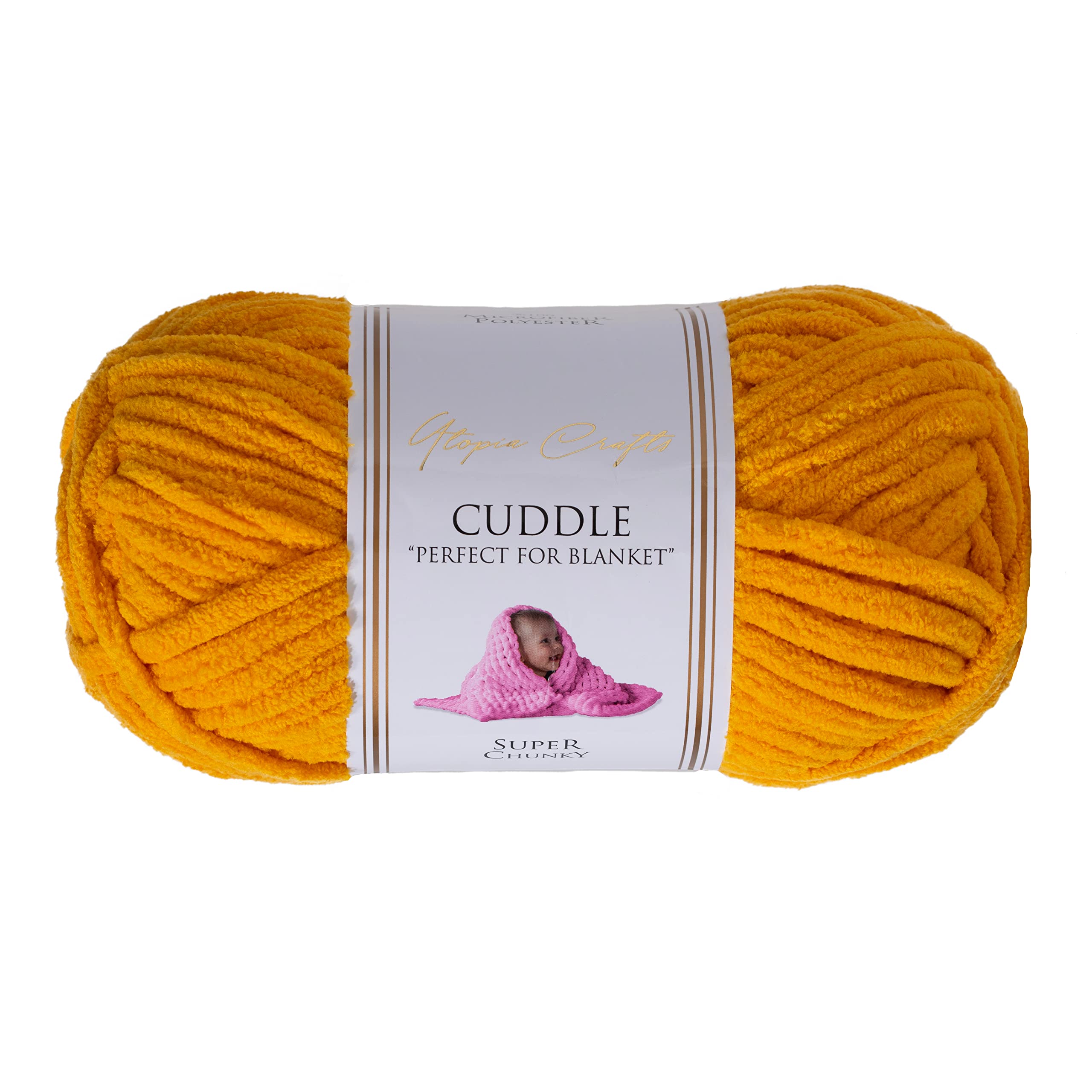 Utopia Crafts Cuddle Super Chunky Chenille-Garn zum Stricken und Häkeln, 100 g – 60 m (senffarben), Senf Angebot bei HelloDeals