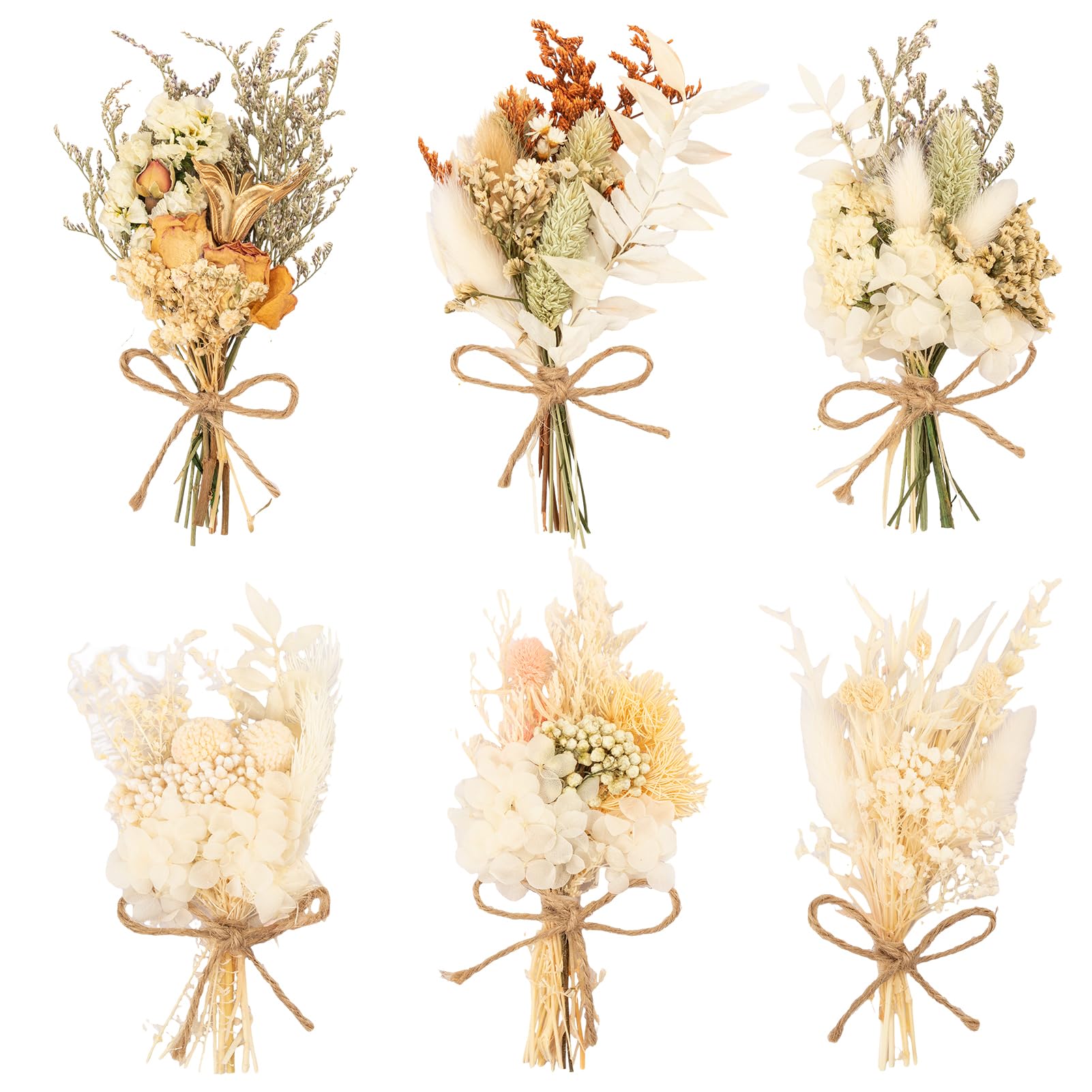 LAUMOE 6 Bündel Trockenblumenstrauß, Trockenblume, Getrocknete Blumen, Trockenblumen Zum Basteln Trockenblumen klein für Bilderrahmen DIY Heim-Party Und Hochzeitsdekoration (Stil 3) Angebot bei HelloDeals