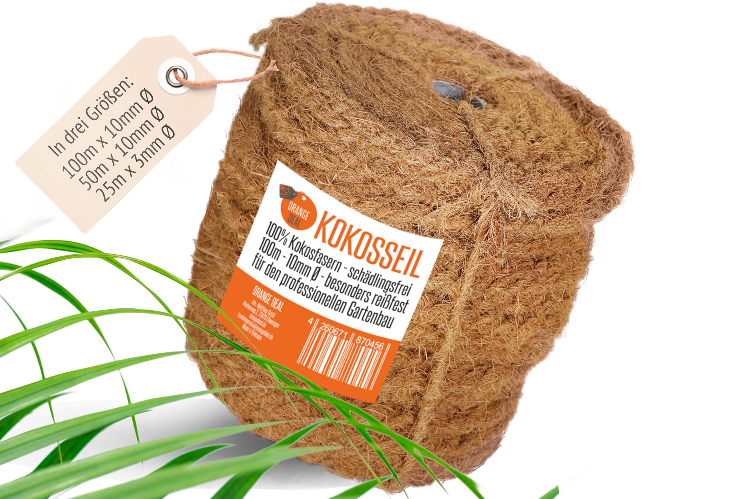 Kokosseil 100m für Bäume, Baum, Baumanbinder, Gartenseil - Ø 10mm - 100% Naturfaser Kokosschnur, Kokosgarn, Kokosstrick für das Anbinden von Bäumen 100m Kokosseil Angebot bei HelloDeals