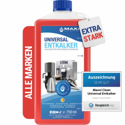 Maxxi Clean | 1x 750 ml Universal Entkalker Konzentrat für Kaffeemaschinen & Kaffeevollautomaten aller Typen | für 6 Entkalkungsvorgänge | universelle Gerätereinigung gegen Kalk und Verschmutzungen Unparfümiert 750 ml (1er Pack) Angebot bei HelloDeals