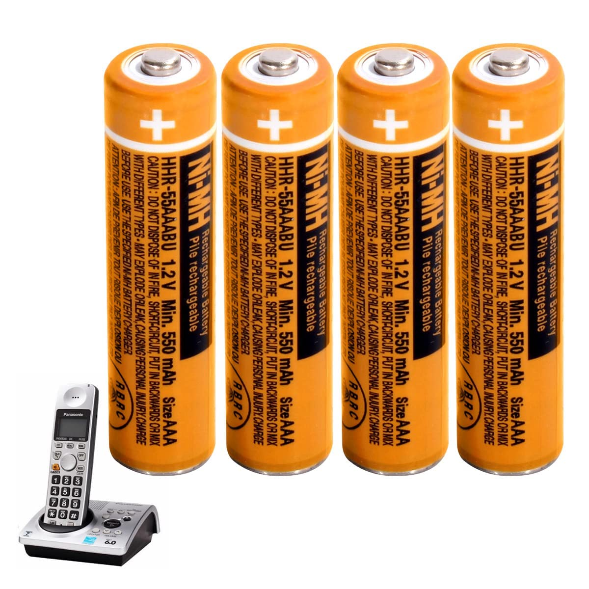 AAA Akku NiMH 550mah 1,2V für Panasonic 4 Stück Wiederaufladbare AAA NiMH Batterien für schnurlose Telefone HHR-55AAABU Angebot bei HelloDeals