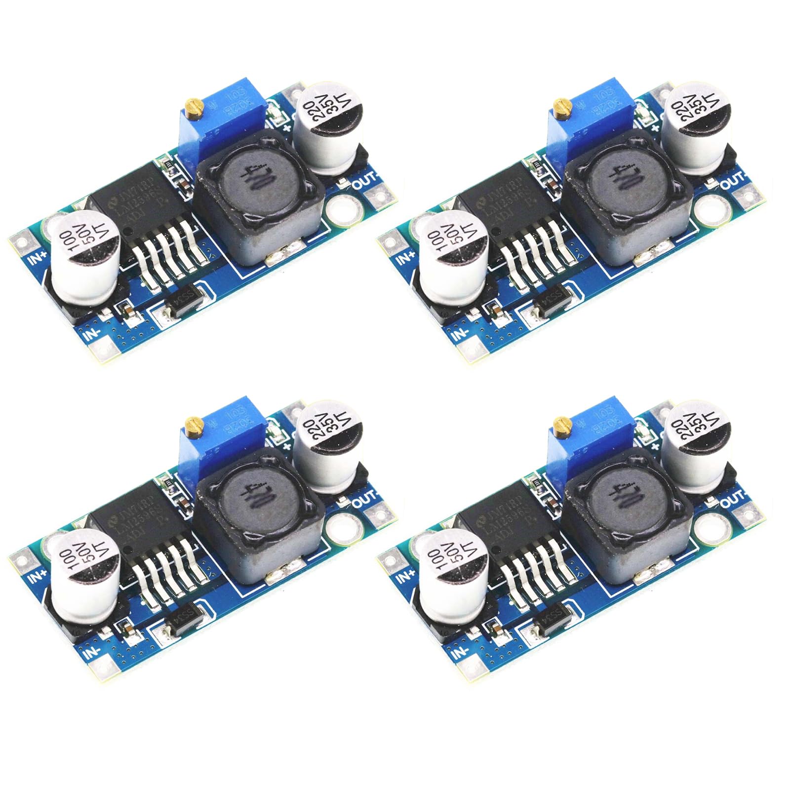 Step Down Converter, Buck Converter, Step Down Wandler Modul, Netzteil Abwärtsmodul, für Beleuchtung, Drohnen und Luftaufnahmen, DC-DC 3A, 3.2-35V zu 1.25-35V, 4 Stück Angebot bei HelloDeals