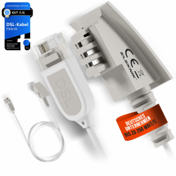 Eleknik - DSL Kabel | 2m, Weiß – High-Speed VDSL 250 MBit/s, TAE-F zu RJ45, Robustes Internetkabel, Mit Galvanischer Signatur, Für Router an Telefondose, Speedport & Fritzbox Weiß d) 2 Meter Angebot bei HelloDeals