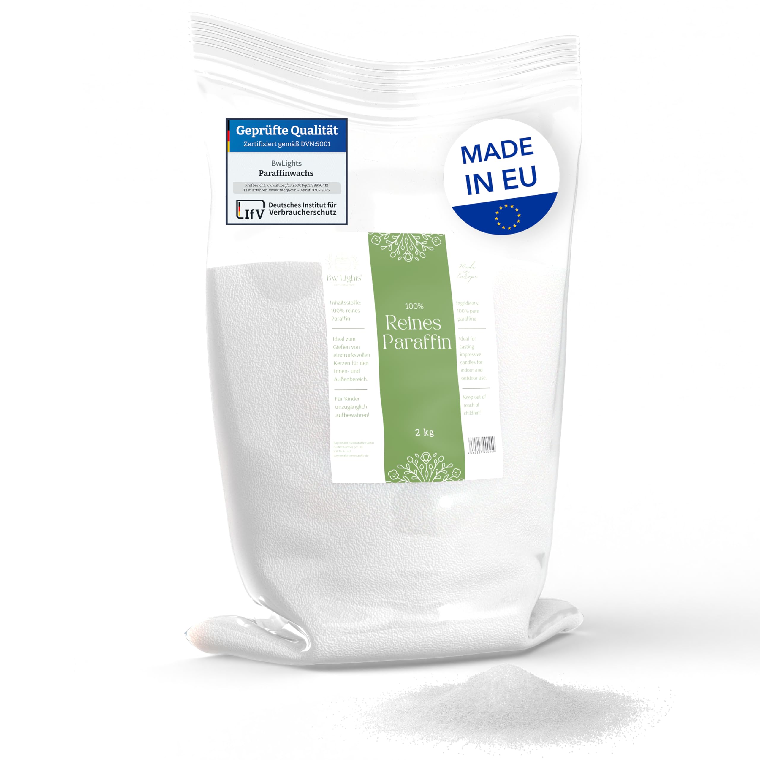 BwLights - Hochwertiges Paraffinwachs verschiedene Größen (2kg) in Weiß | Wachsgranulat zum Schmelzen & Herstellen deiner eigenen Kerze | 100% Paraffin 2 kg Angebot bei HelloDeals