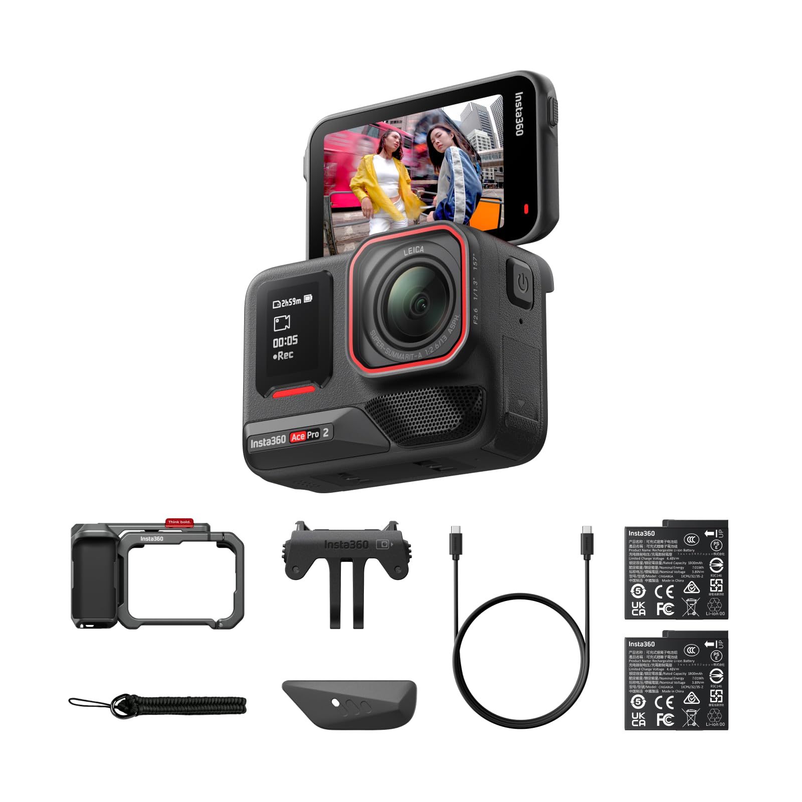 Insta360 Ace Pro 2 Xplorer Bundle Schiefergrau – wasserdichte 8K Action-Kamera mit Leica entwickelt, 1/1,3"-Sensor, Dual-KI-Chip, führende Schwachlichtleistung, bestes Audio, Doppel Akku Xplorer-Bundle Schiefergrau Angebot bei HelloDeals