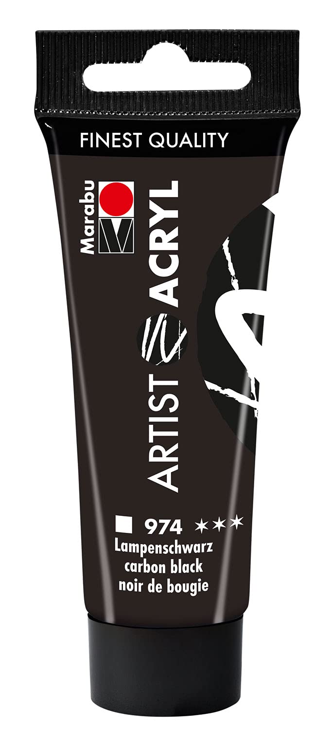 Marabu 12200055974 - Artist Acryl Lampenschwarz 974, 22 ml, feine Acrylfarbe in Künstlerqualität, auf Wasserbasis, pastose Konsistenz, hoch pigmentiert, sehr gute Brillanz und Deckkraft Angebot bei HelloDeals