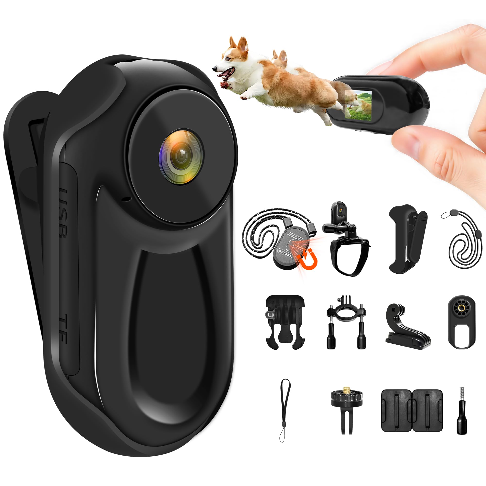 Mini Action Cam,Bodycam Körperkamera Mini 1080P mit 0,85-Zoll-Display,Daumen Body Cam,Multifunktions Actioncam,Tragbare Motorrad Kamera,Wearable POV Kamera,Outdoor-Reiten Actionkameras,Helmkamera Angebot bei HelloDeals