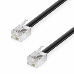 deleyCON 1m Telefonkabel RJ11 Modularkabel 6P4C Westernkabel RJ11 auf RJ11 Stecker Flachkabel Telefondose Modem Router Fax ISDN DSL VDSL Internet Schwarz Angebot bei HelloDeals
