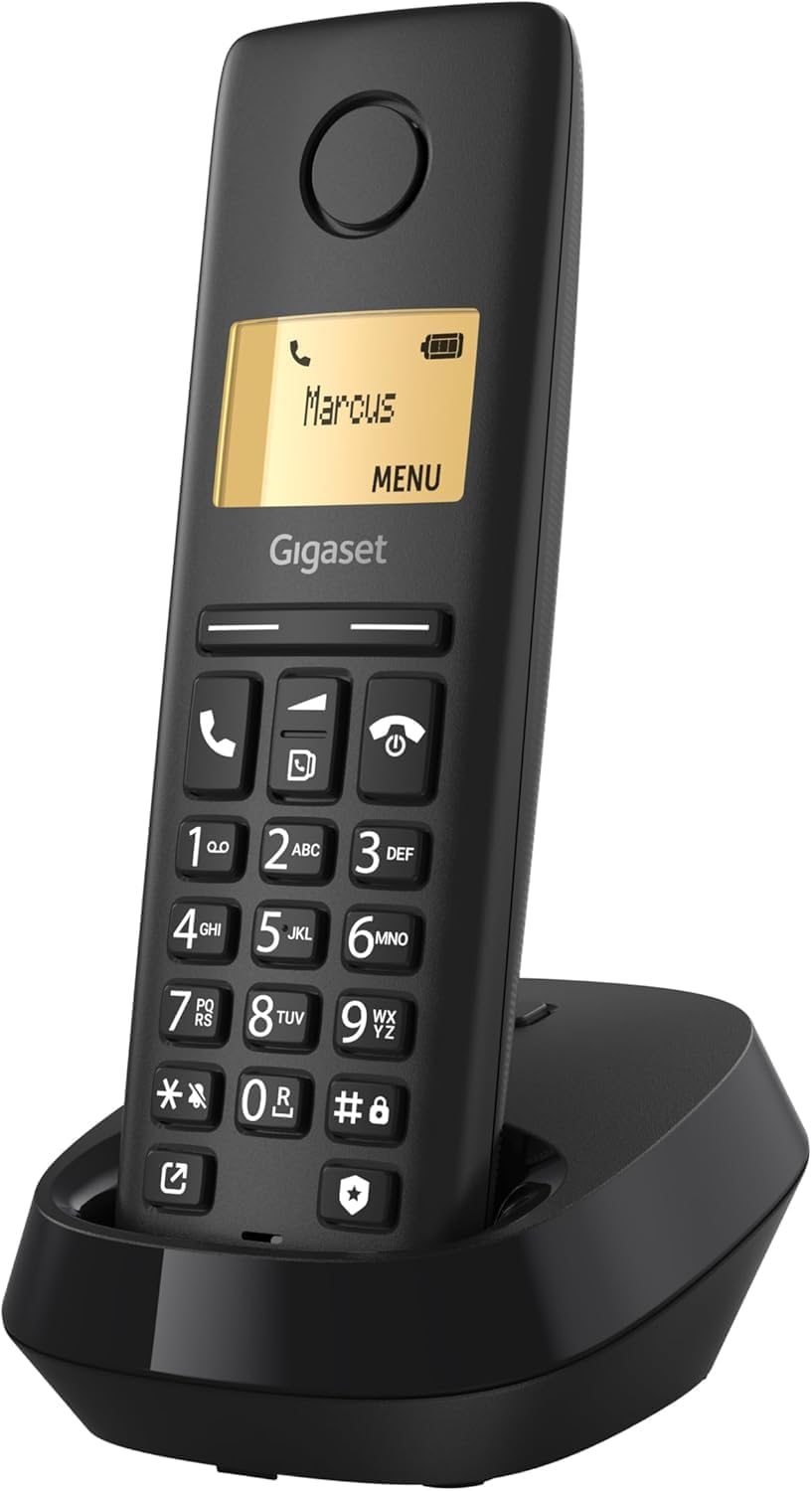 Gigaset Pure 120 - Schnurloses Telefon mit Anrufschutz und ECO DECT - beleuchtetes Display - Hörgerätekompatibel, anthrazit schwarz [Kompatibel in DE, IT, FR, NL, BE, Che, AUT] 1 Telefon Angebot bei HelloDeals
