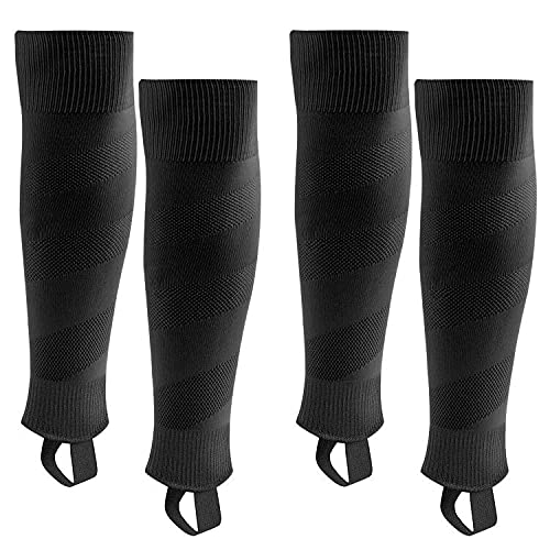 Kinder Herren Stutzen Fußballstutzen Stegstrümpfe Fußball Sleeve Fußballsocken mit Steg Schwarz - 2 Paar M (150-170cm/8-12 Jahre) Angebot bei HelloDeals