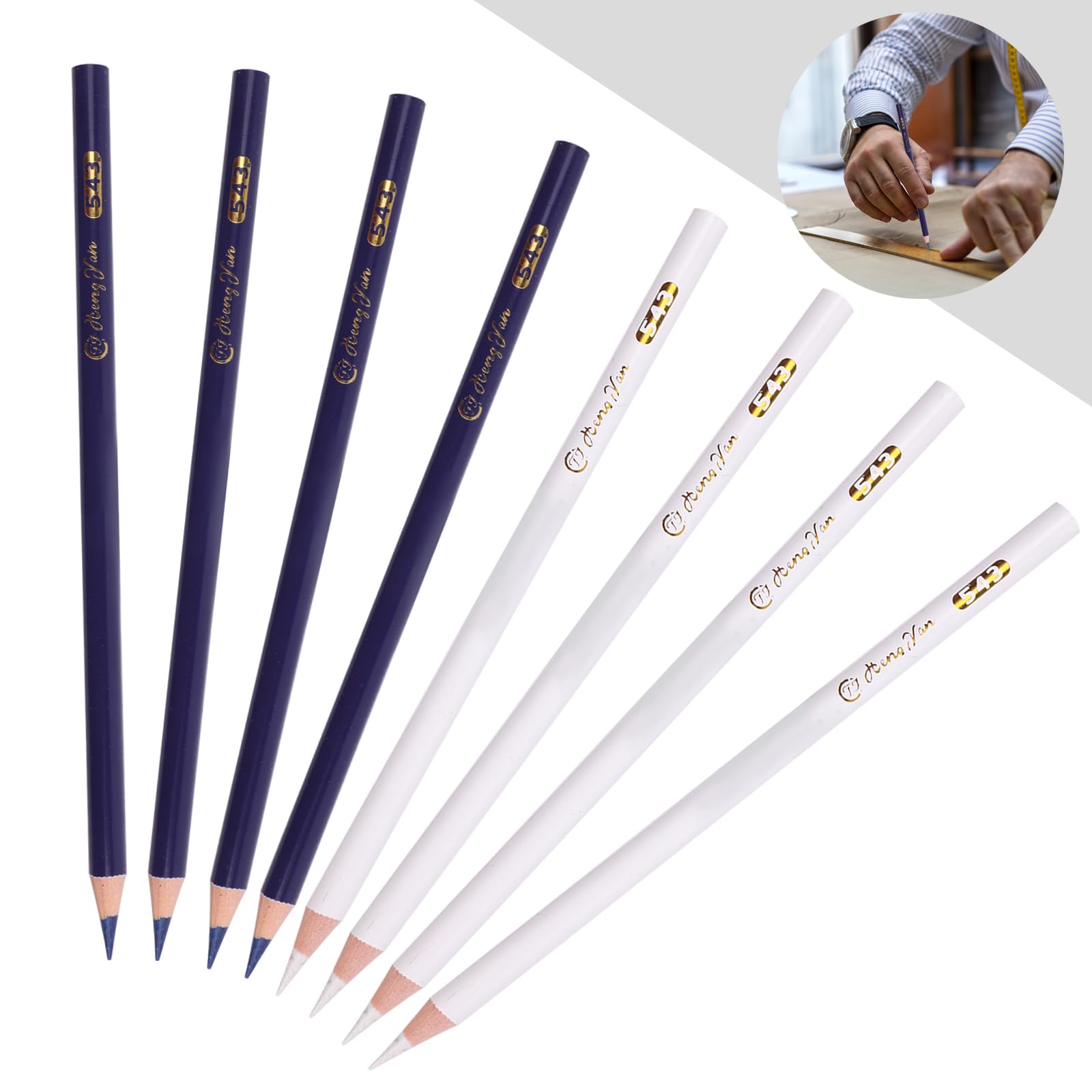 8 Stück Schneiderkreide, Schneiderkreidestift, Nähkreide Stoffkreide, Nähen Bleistift, Stoff Marker Stift für Schneiderei Nähen Notizen Basteln (2 Farben) 4 Weiß 4 Blau Angebot bei HelloDeals