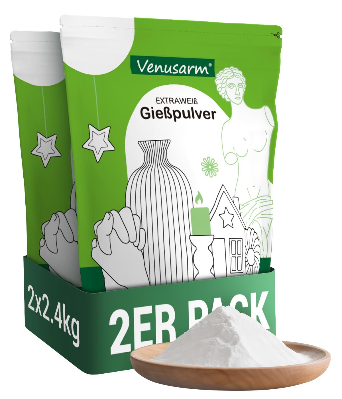 Venusarm Gießpulver 4,8kg, Gießpulver Weiß wie Neuschnee, Gips zum Gießen wie Spiegel Glatter, Beruhigende Härte Gießmasse für Detailgetreue Reliefs Gipsformen Kunst- und Bastelprojekte 4.8kg Angebot bei HelloDeals