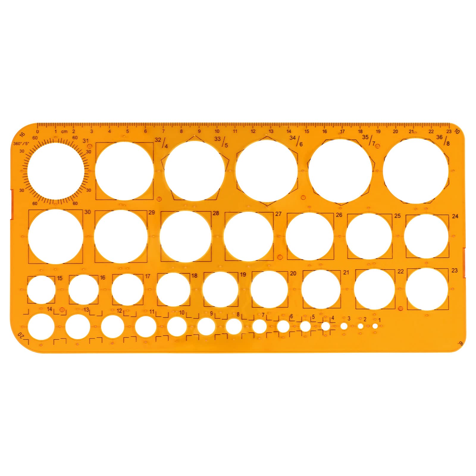 Namner Kreis Schablone Vorlage, mit 36 Kreisen, Kreis Schablonen zum Malen, Kreis Lineal für Zeichenhilfen, Quilling Schablone, Transparent Orange OR - 1 stk Angebot bei HelloDeals