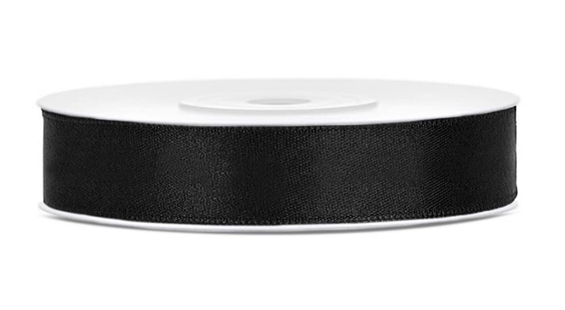Libetui 25 Meter Satinband Schwarz 12mm schwarzes Schleifenband Dekoband Stoffband Geschenkband Geschenkverpackung Party Geburtstag Trauer Band 12mm x 25m Schwarz Angebot bei HelloDeals