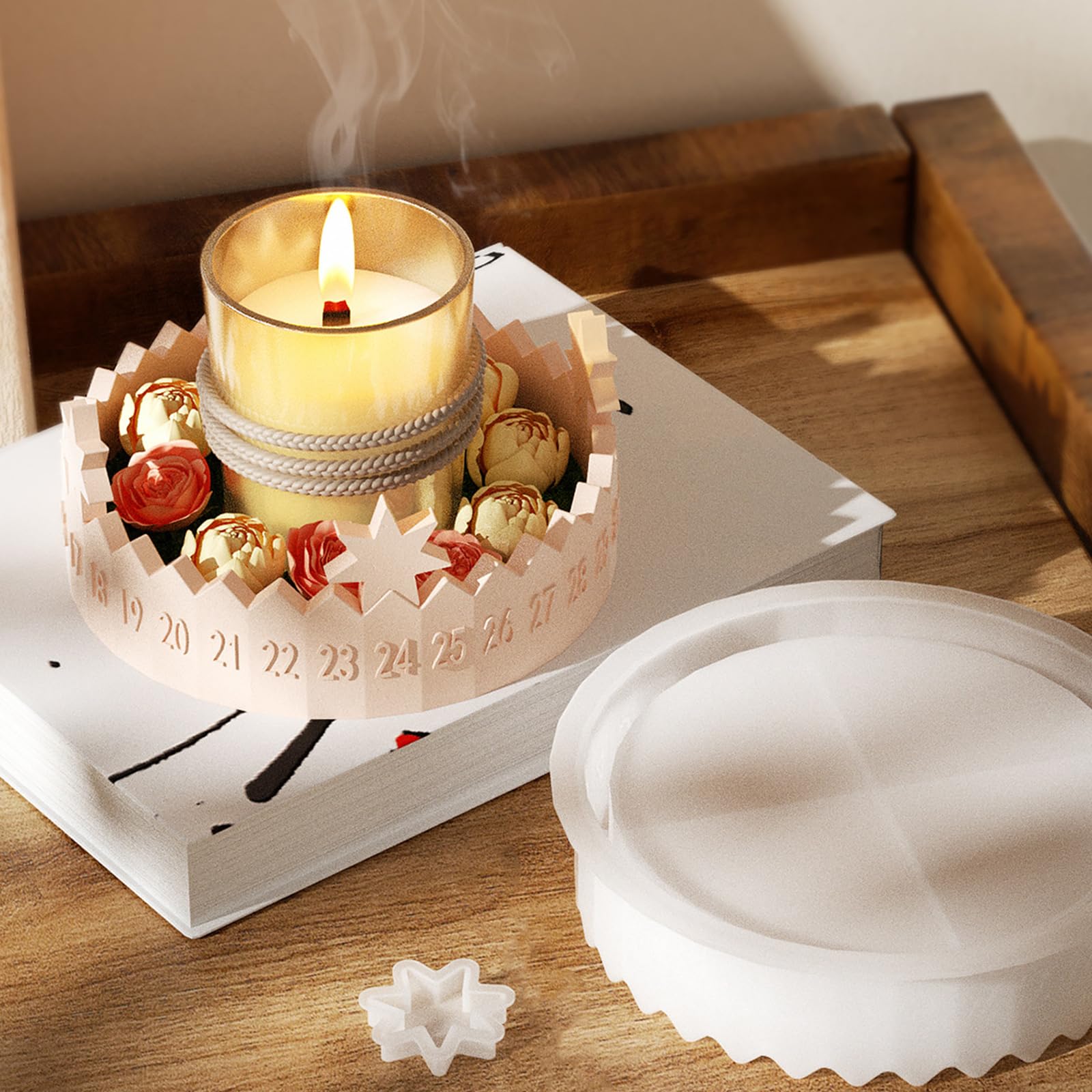Silikonform Adventskalender Weihnachten, Gießform Adventskranz, Gießformen Silikon Kerzenhalter Stern und Adventskalender Silikonformen Gießformen Weihnachten für DIY Handwerk, Seife, Epoxidharz Angebot bei HelloDeals