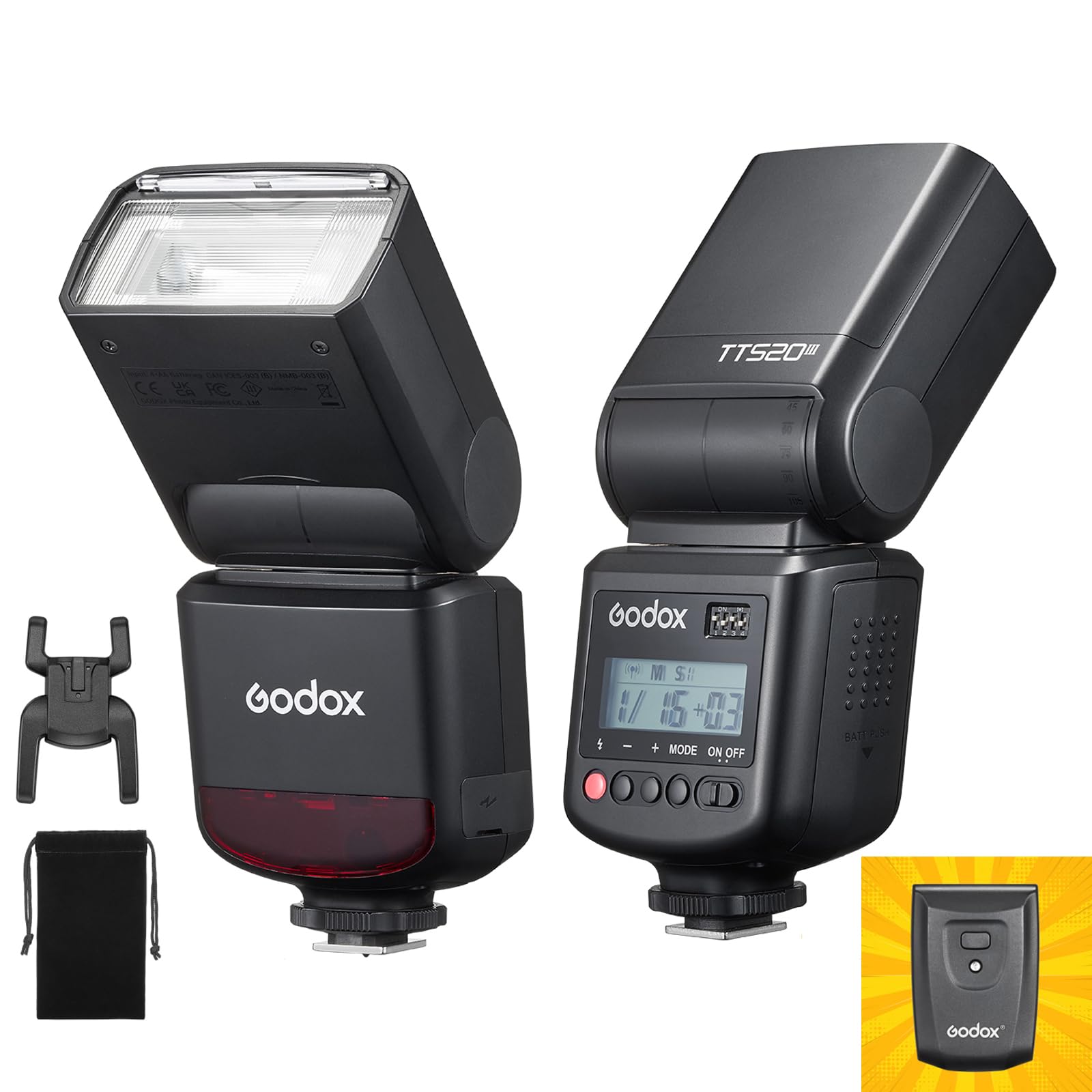 GODOX TT520 III Universal Camera Flash Speedlite,with Wireless Trigger GN33 433MHz Wirekess Receiver,S1/S2 Modes,8 Power Levels, Compatible with Canon Nikon Pentax Olympus Fujifilm Panasonic Cameras Angebot bei HelloDeals