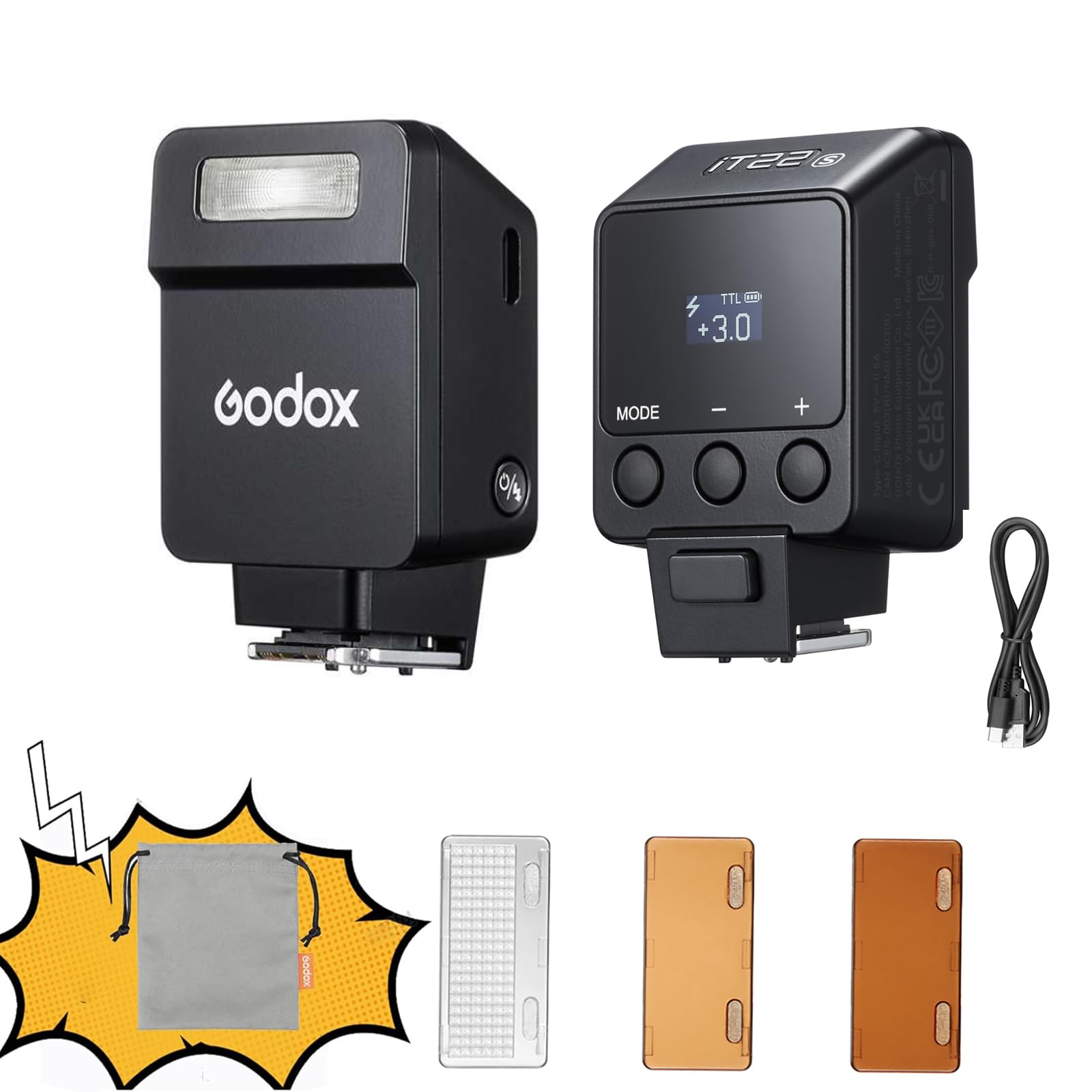 Godox iT22 S Mini TTL Kamera Blitzgerät 700 Blitzzeit, 1,5 s Recyclingzeit mit magnetischen Farbfiltern für Sony Kameras(Schwarz, für Sony) für Sony Schwarz Angebot bei HelloDeals