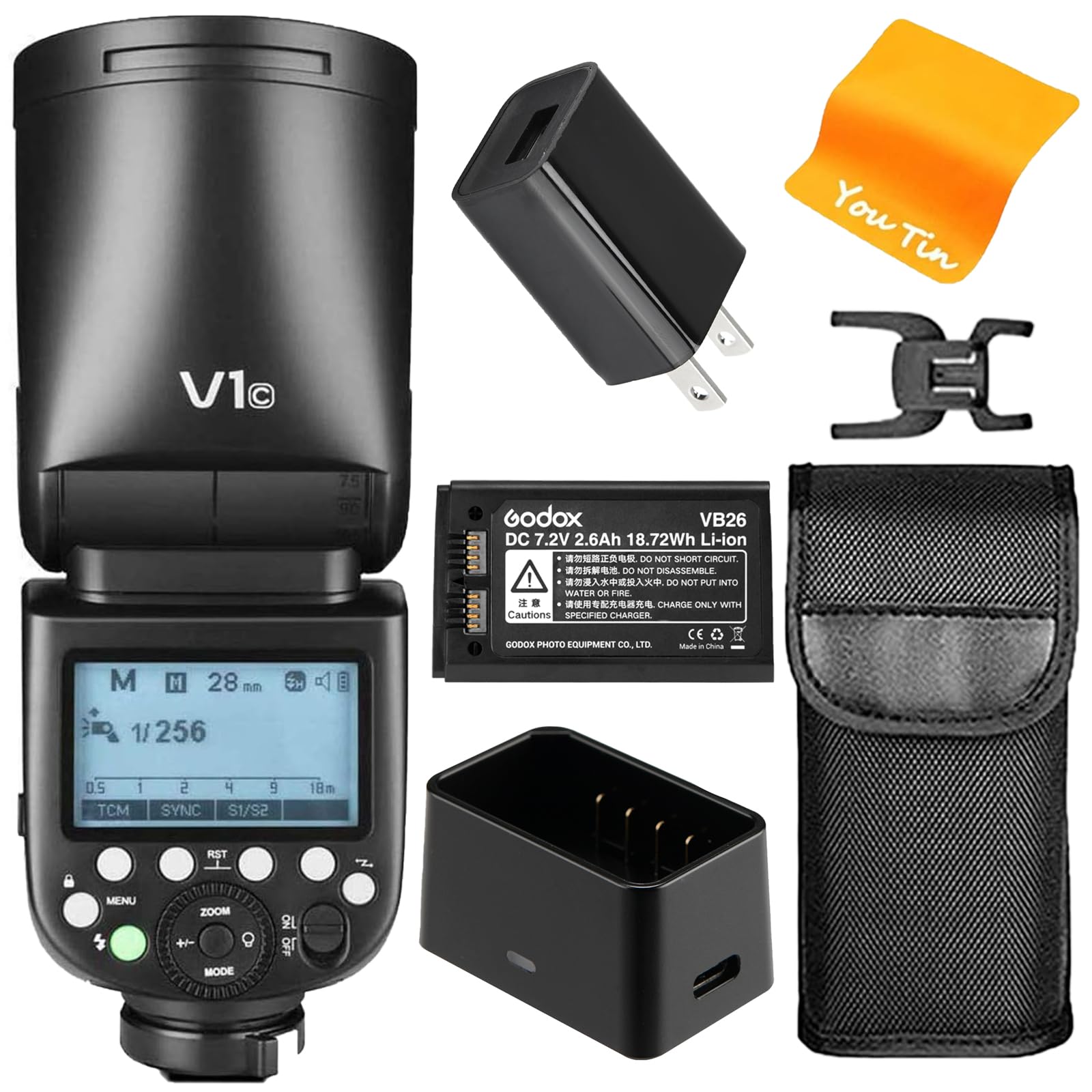 Godox V1-C V1C Blitzkamera Blitzgerät Rund Aufsteckblitz, 2,4 G HSS 1/8000S TTL Kamera-Rundkopfblitz, 1,5 Sek. Ladezeit, 2600 mAh Lithium-Batterie, LED-Einstelllampe, Godox V1-C Blitz für Canon Kamera Angebot bei HelloDeals