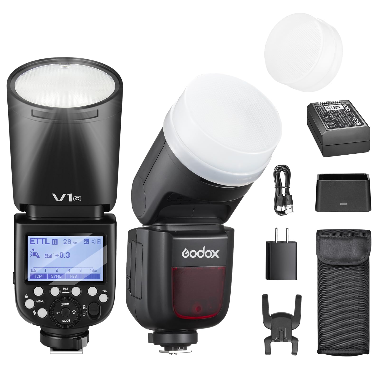Godox V1C Rundb kamerablitz 76W Speedlite Professioneller Kamera Flash 1/8000 HSS 2.4G Wireless X System E-TTL II mit 2600mAh Li-Ionen Kompatibel für Canon 6D 7D 50D 60D 500D 550D 600D 650D 1000D V1-C Angebot bei HelloDeals