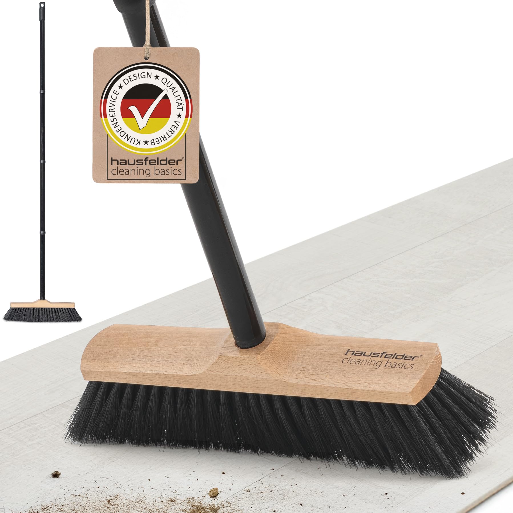 Hausfelder Besen mit Stiel, Zimmerbesen 30 cm breit, Kehrbesen mit weichen Borsten für innen, Stubenbesen und Haushaltsbesen Indoor (30cm Besen) Angebot bei HelloDeals