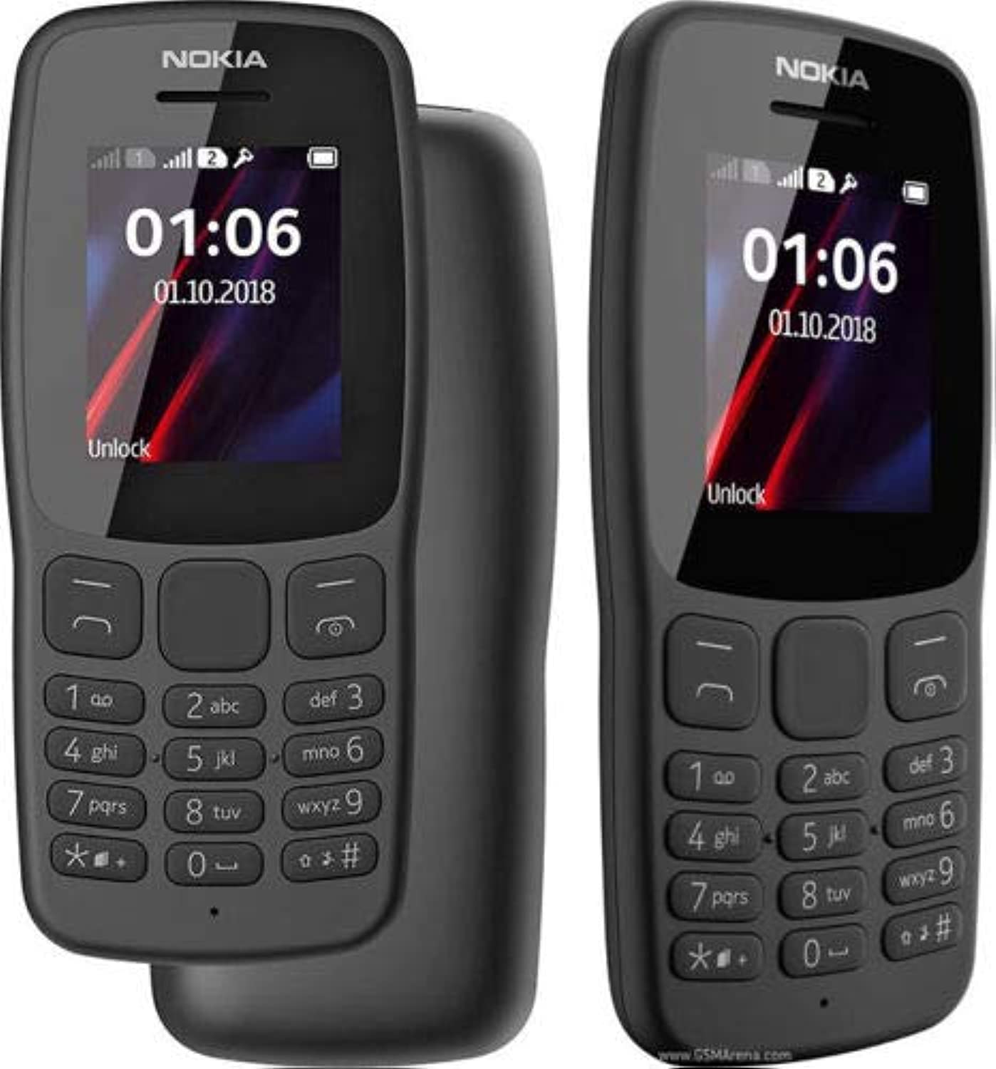 Nokia 106 All Carrier 4 GB Dual SIM 2018 Dunkelgrau mit LED-Taschenlampe – FM-Radio – Telefon mit großen Tasten Angebot bei HelloDeals