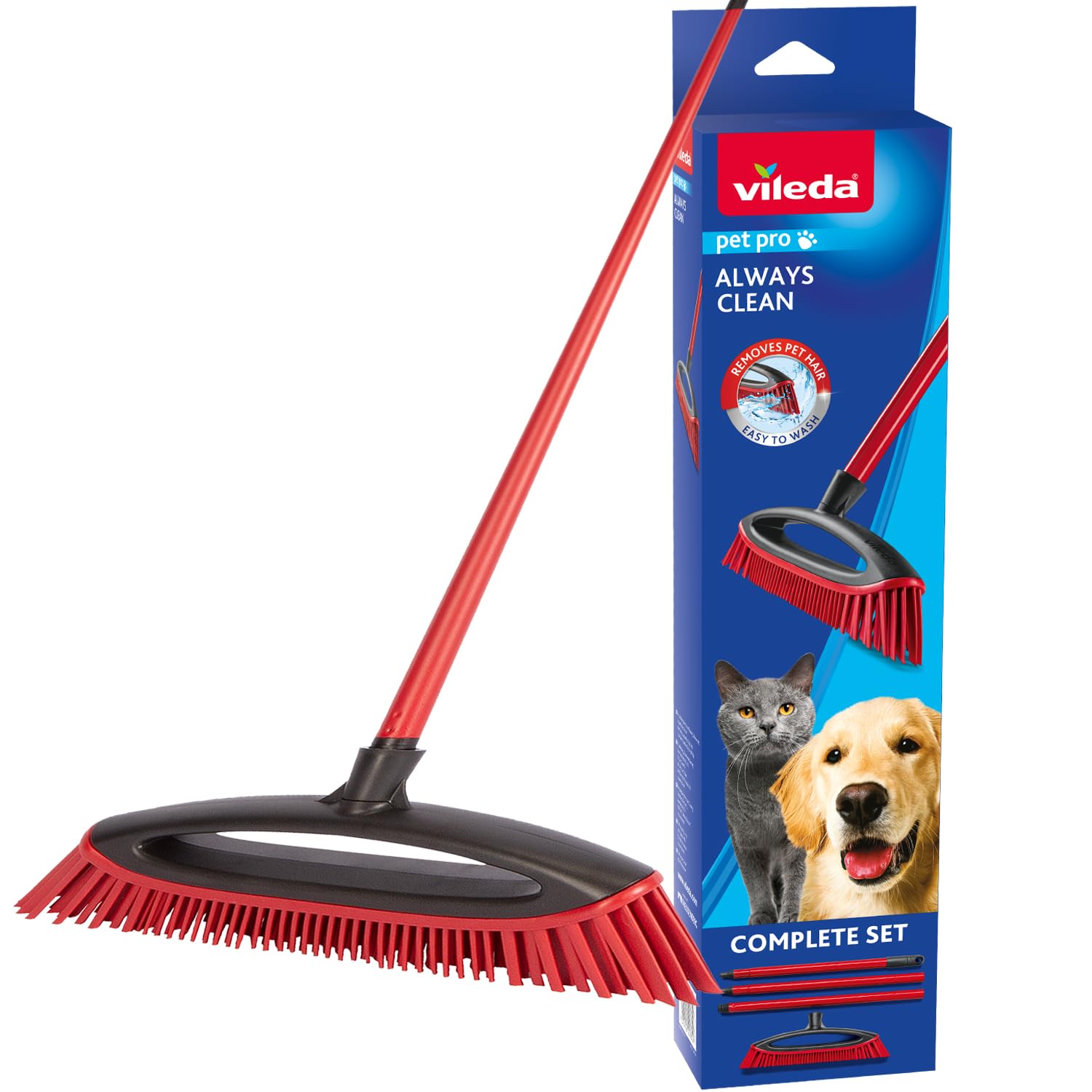 Vileda Always Clean Pet Pro Bürstenset, rot, mittel Angebot bei HelloDeals
