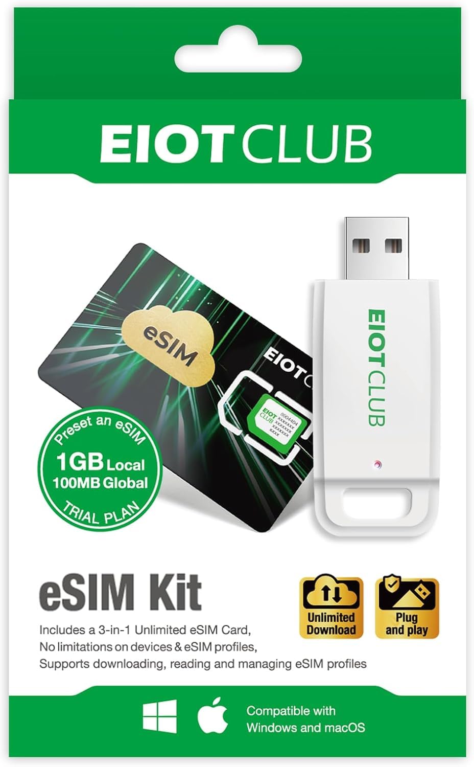 EIOTCLUB eSIM-Karte + Kartenleser-Kit – Unbegrenzte eSIM-Profile, Daten-Roaming in 33 EU-Ländern & 200+ Ländern weltweit, Kompatibel mit Android, iPhone, Tablets, Laptops & IoT-Geräten Physical eSIM + card reader kit Angebot bei HelloDeals