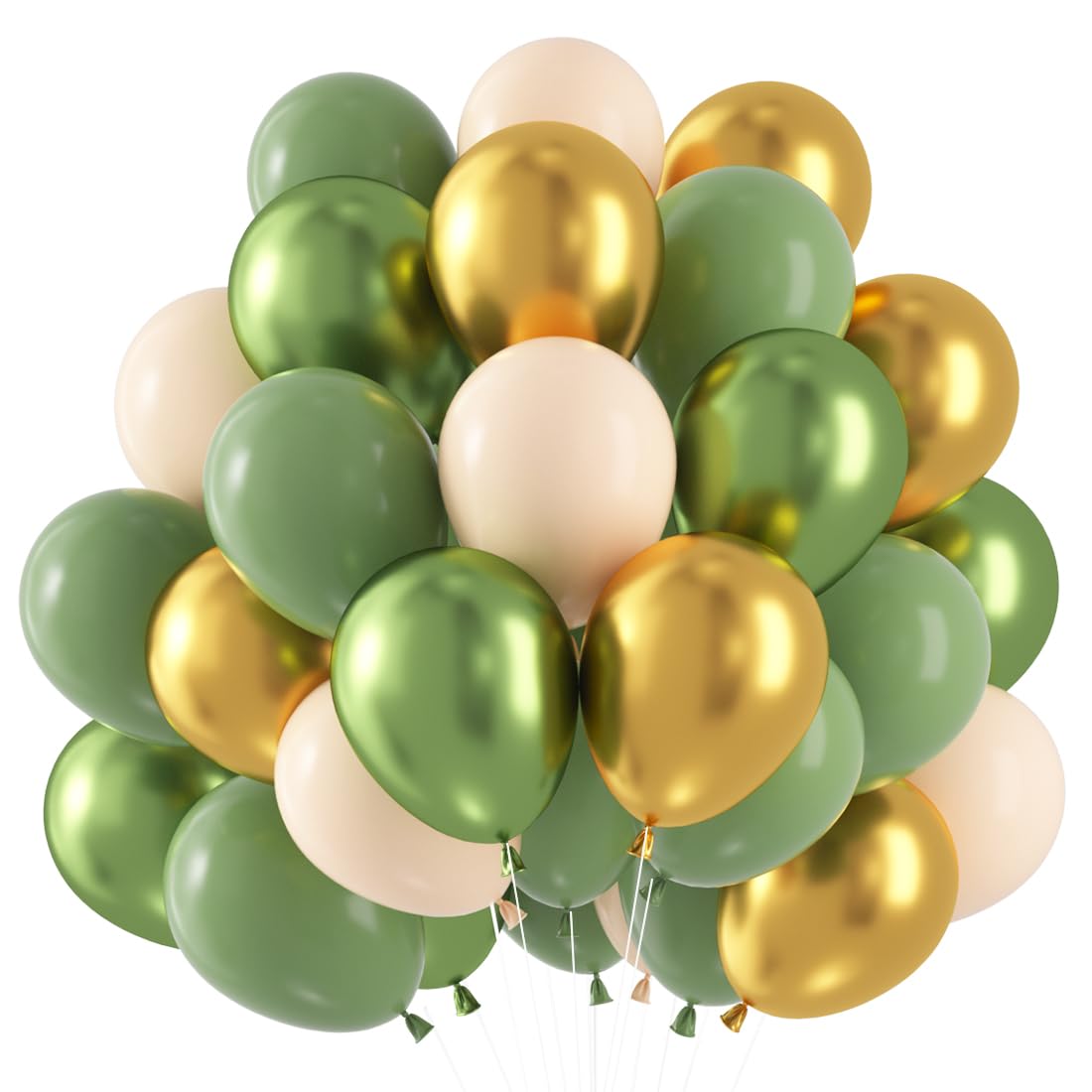 60 Stück Luftballons Grün Gold, Luftballons Salbeigrün, Avocado Metallic Gold Latex luftballons, Sage Olive Grüne Gold Helium Ballon für Geburtstag Baby Shower Hochzeit Tropische Safari Party Deko Metallic Grün,gold,apricot,avocado Grün Angebot bei HelloDeals