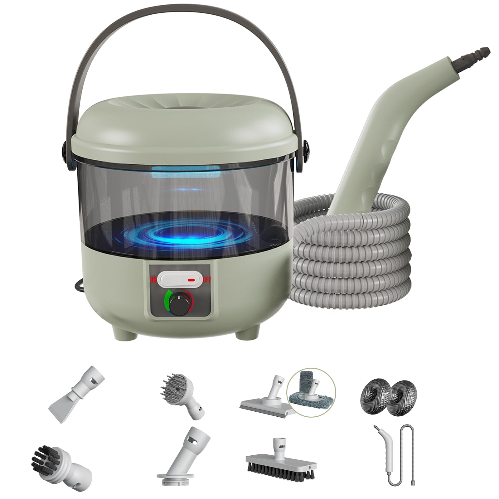 Dampfreiniger Handgerät, 2500W Leistungsstarker Steam Cleaner mit 6 Bürstenköpfen, Mehrzweck Dampfreiniger für die Tiefenreinigung von Polstermöbeln, Auto, Küche, Bad, Fliesen Angebot bei HelloDeals