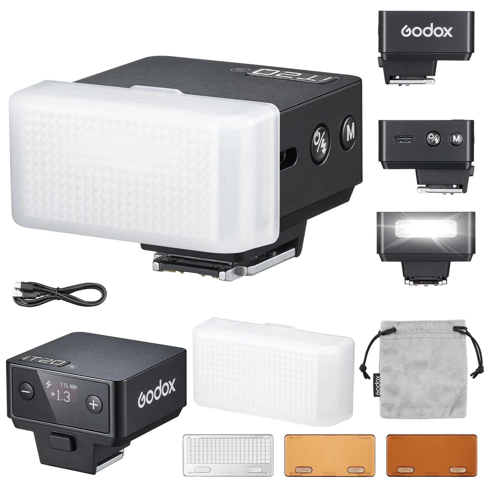 Godox iT20-S iT20 S Kamerablitz Speedlite mit Weißem Diffusor 6 Leistungsstufen 700 Blitze Bei Voller Leistung TTL 1,5s Blitzwiederholzeit Camera Flash mit Magnetischem Farbchip für Sony DSLR(Schwarz) IT20-S black Angebot bei HelloDeals