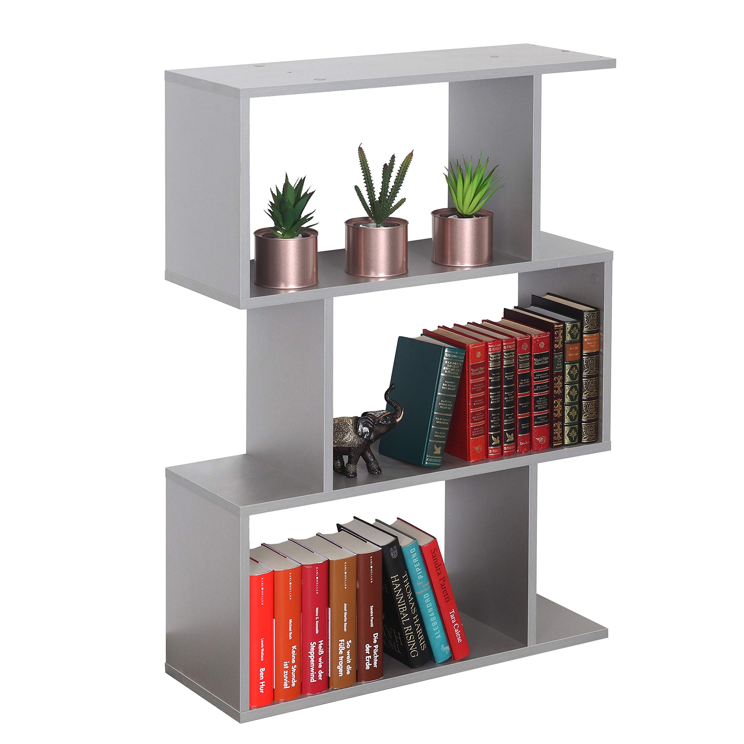 RICOO Standregal 3 Regalböden WM072-PL Raumteiler Regal schmal grau 97×70×25cm Bücherregal Holzregal Wand Würfelregal Büroregal klein Regale & Ablagen Bookshelf Wandregal Holz Angebot bei HelloDeals