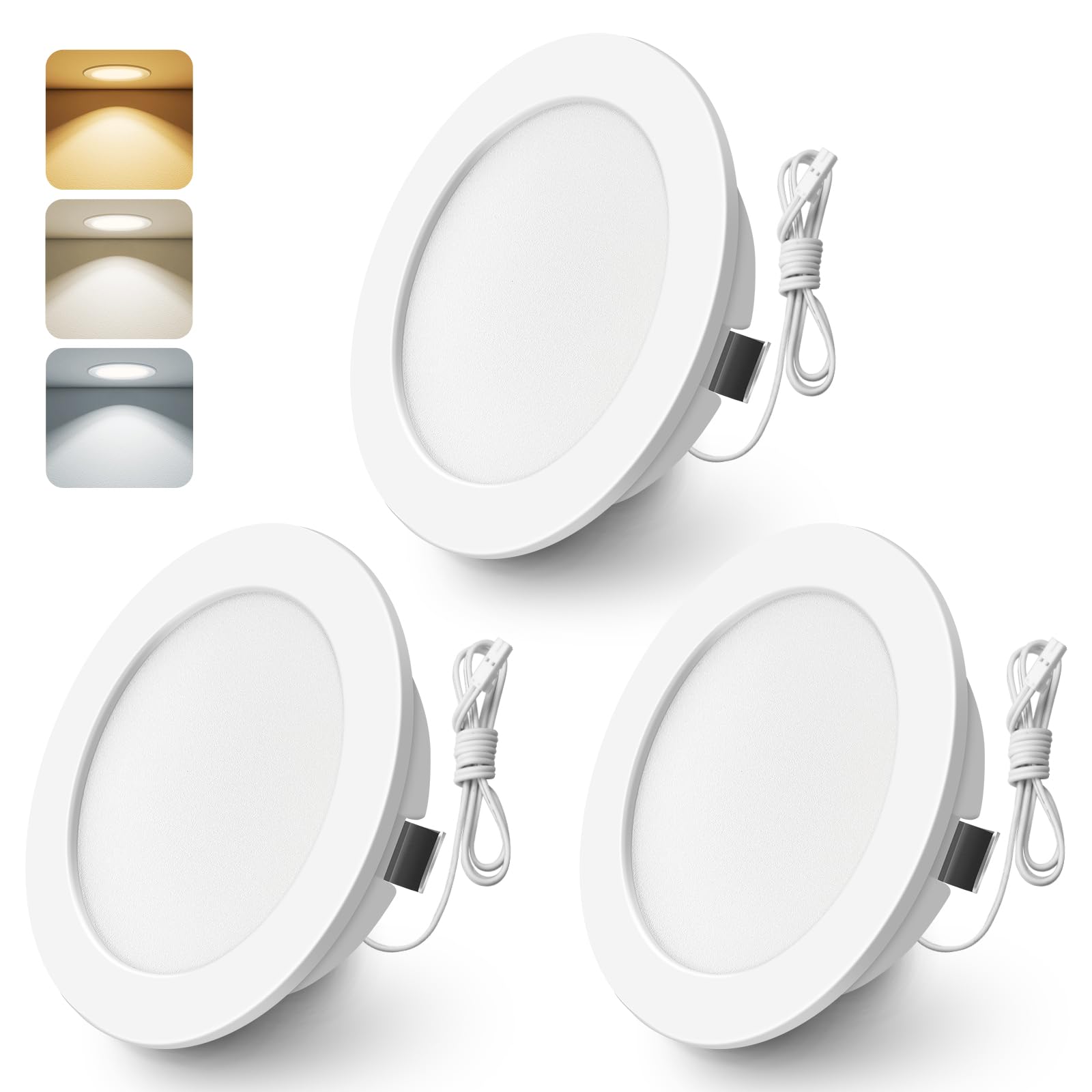 ALUSSO 3er Set 12V LED Einbaustrahler Decke 4W Möbel Einbaustrahler 3000K Warmweiß 4000K Neutralweiß 6000K Kaltweiß, Einbaustrahler LED Flach Bohrloch 55-58mm und 14.5mm Flache, IP44, Weiß 3er Set 12v-24v Weiß Ø55-58mm Lochmass Angebot bei HelloDeals