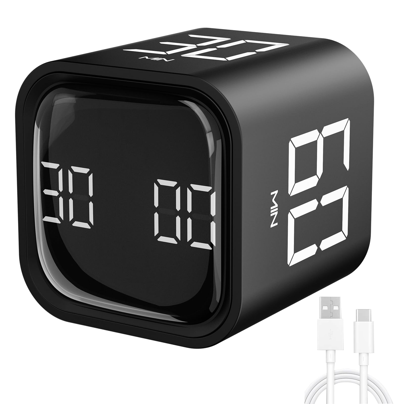 Milgeo Schwerkraft-Sensor-Timer, Timer mit Pomodoro-Technologie, Zeitmanagement-Tool, Würfel für ADHS, Arbeit, Büro, Studium, Aufgaben, Kinder, Kochen, Sport (schwarz) Schwarz F4 timer Angebot bei HelloDeals