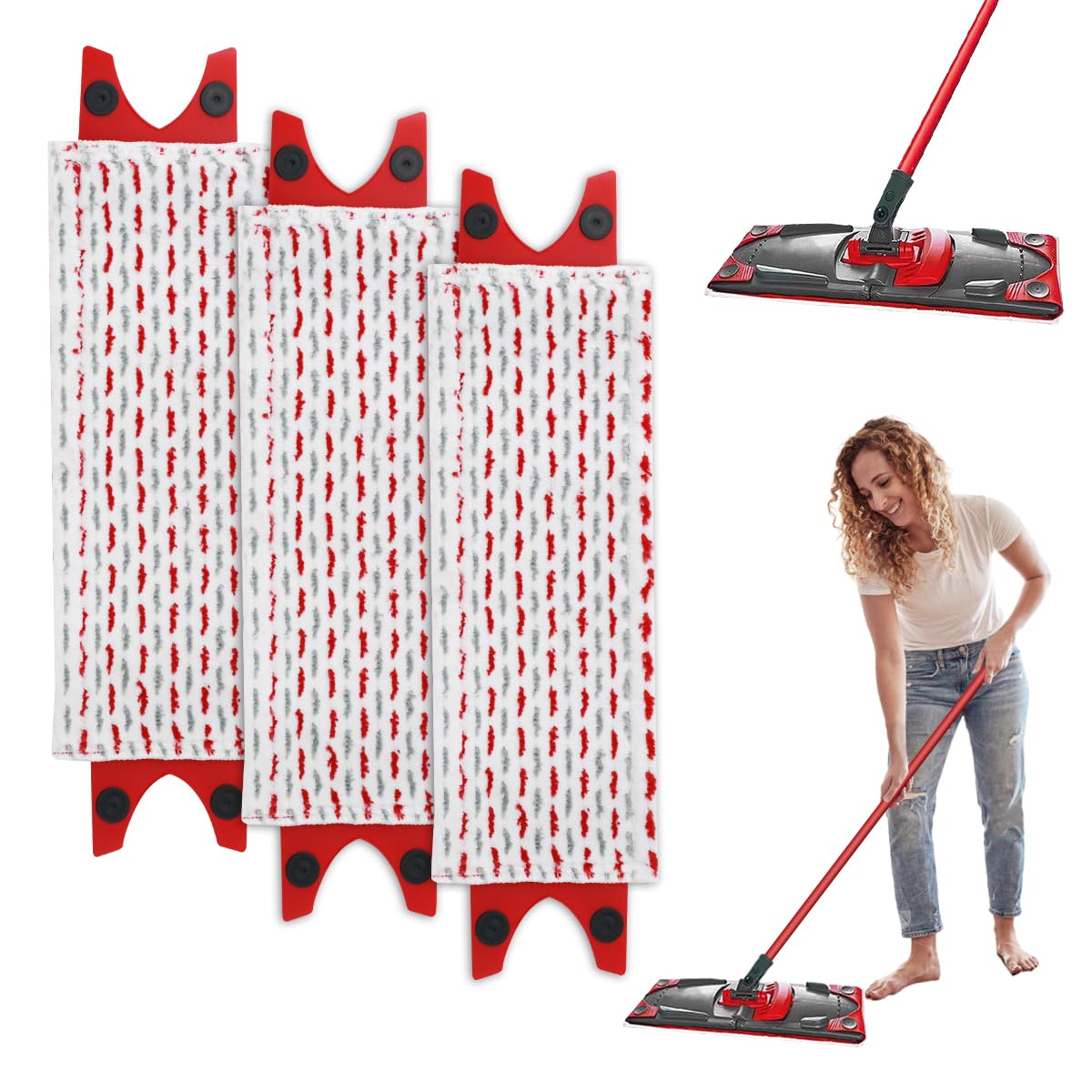 3 Stück für Vileda Bodenwischer Wischmopp Ersatzbezug Mikrofaser Set, für Vileda Ultramax/UltraMax Plus/Easy Wring UltraMax Wischbezug, für Mop Ersatz, für Alle Flecken Entfernen Boden Angebot bei HelloDeals