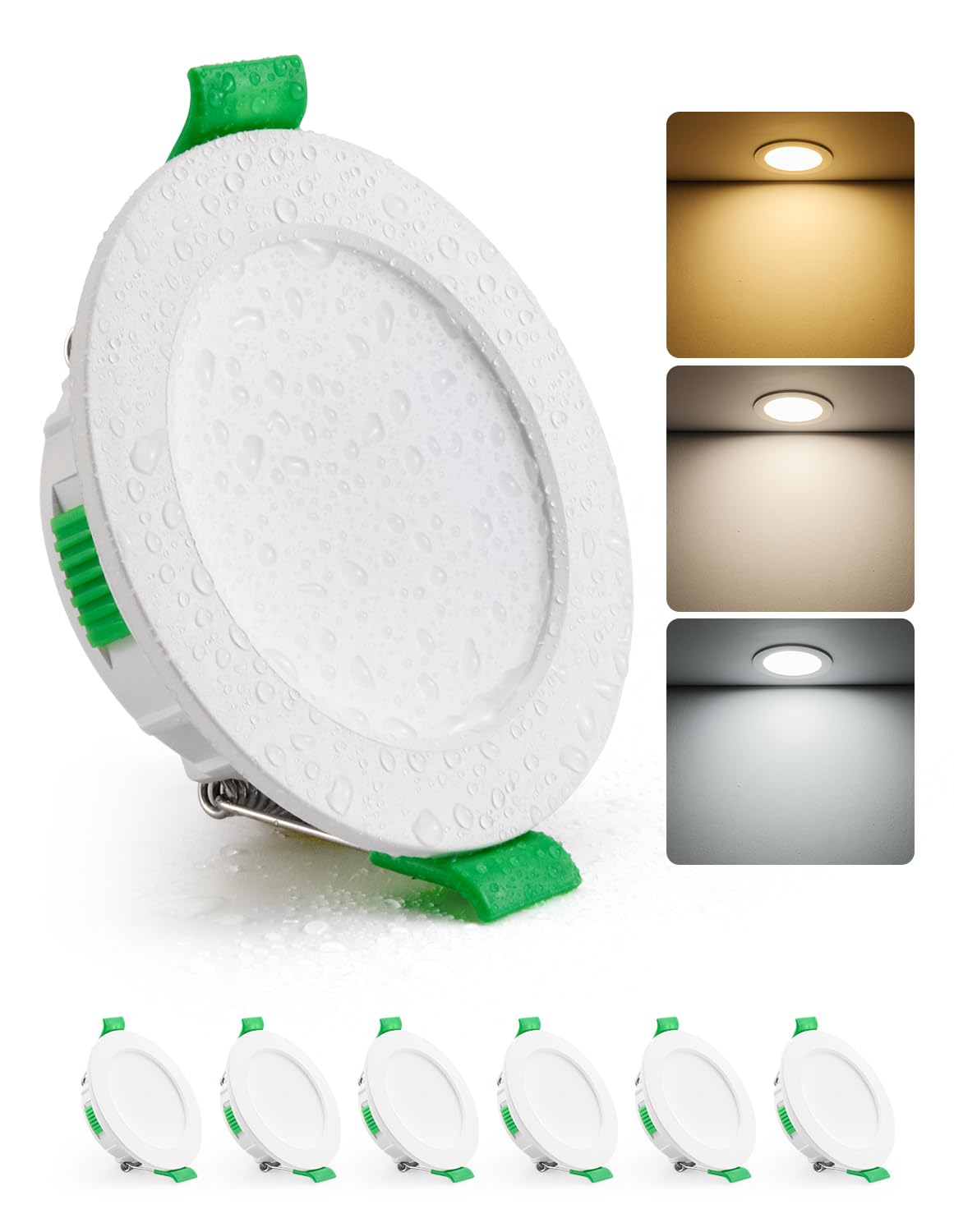 HOMEOW LED Einbaustrahler 230V 55mm – 68mm Lochmaß, 4W LED Spots Warmweiß Neutralweiß Kaltweiß, Einbauleuchten Deckenspots Einbau Spotlight Ultra Flach IP44 für Bad, 6er Set Nicht Dimmbar 6 Stück Set Angebot bei HelloDeals