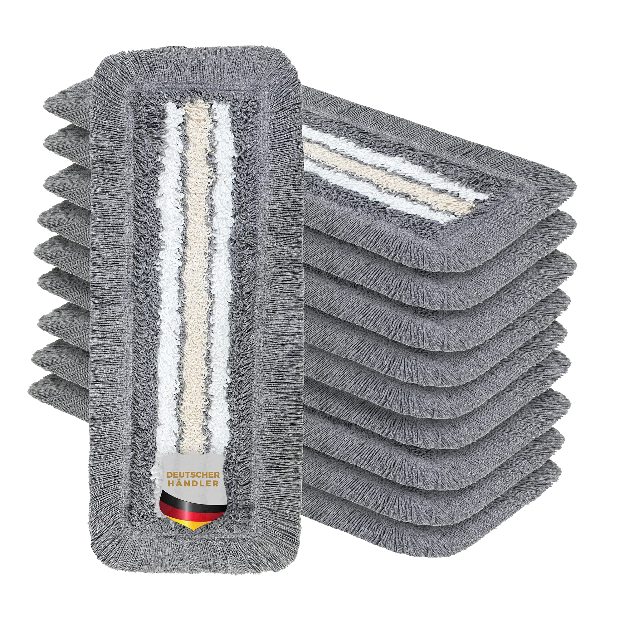Okaei 10 Stück Wischmopp Bezug (50 cm) - Bodenwischer-Wischbezug für Krankenhäuser & Pflegeeinrichtungen - Wischer-Bezug mit Optimalen Gleiteigenschaften für Ergonomisches Arbeiten - Grau 50 cm Hospital Grau Angebot bei HelloDeals