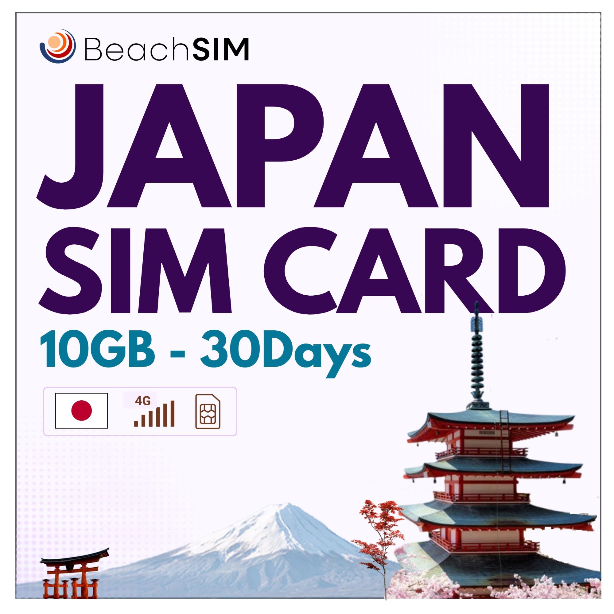 BeachSIM Japan SIM-Karte. 10 GB Daten bei 4G/5G-Geschwindigkeiten. Nur Prepaid-Daten SIM-Karte. Einfaches Aufladen. Funktioniert auf iOS- und Android-Geräten. Gültig für 30 Tage. Japan-10GB-30d Angebot bei HelloDeals