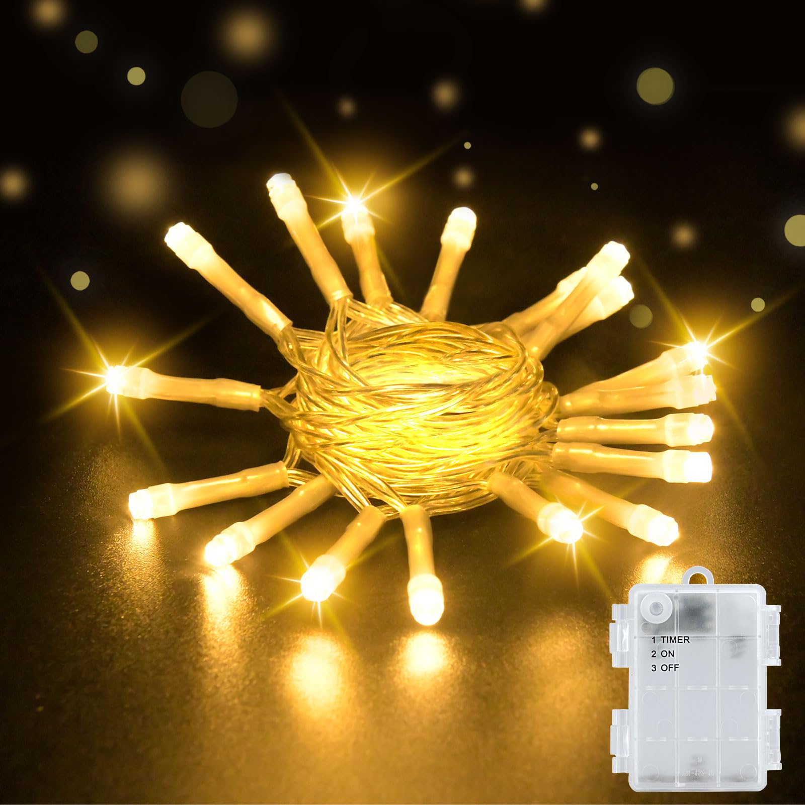 Dalugo Lichterkette Außen Batterie, 2M 20 LED Warmweiß Lichterketten mit 6h Timer, IP65 Wasserdicht Lichterkette Batterie Timer für Innen außen Weihnachtsdekorationen Warmweiß 2M Angebot bei HelloDeals