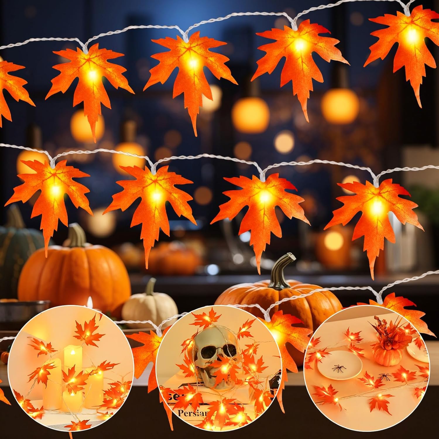 Gcstnn Herbst Dekoration Lichterkette, 3M 20LED Ahornblätter Lichterkette Batteriebetrieben mit Timer, Künstliche Ahornblatt Herbst Girlande für Halloween,Herbst,Kürbis,Erntedankfest,Innen Außen Deko Angebot bei HelloDeals