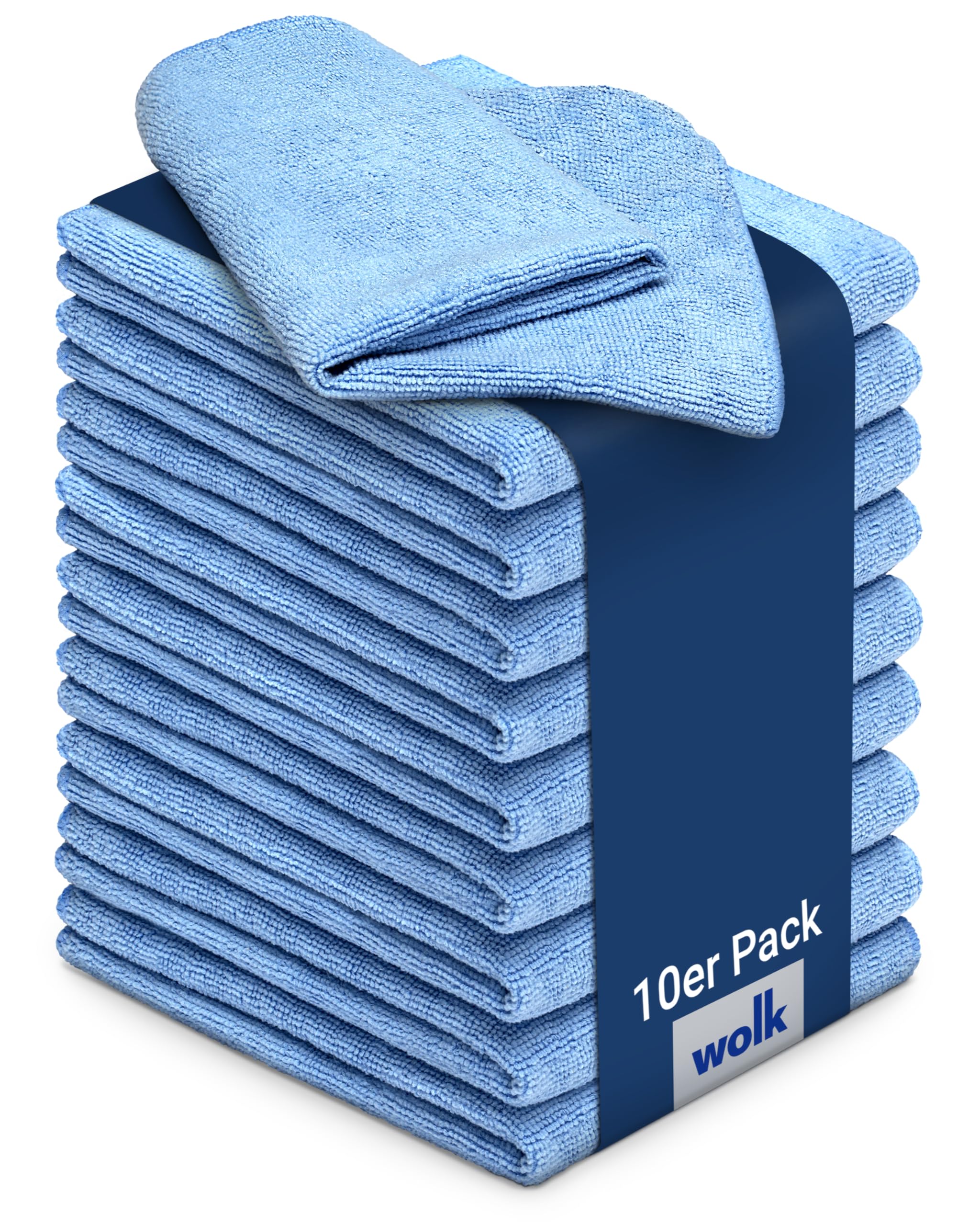 wolk Mikrofasertücher - 10 Stück - Größe: 40 x 40 cm - Farbe: blau - Material: Polyester/Polyamid - Lappen, Reinigungstücher, Putztücher - Bad, Kuche, Gastronomie Blau (200 G/M²) 40 x 40 cm Angebot bei HelloDeals