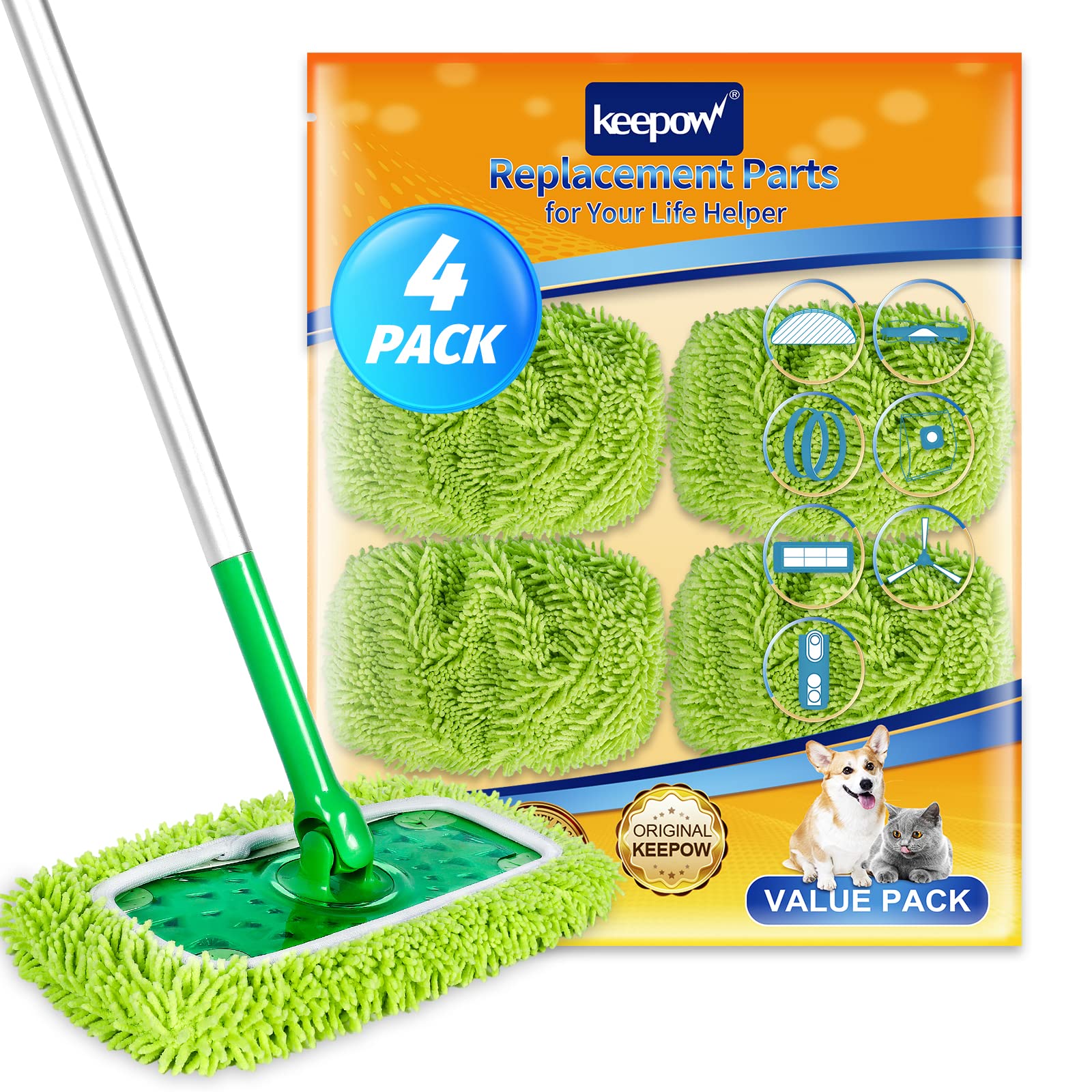 KEEPOW 4 Stück für Swiffer Feuchte Bodentücher, Wiederverwendbare Mikrofaser-Bodentücher für Swiffer Bodenwischer Nass/Wet, Waschbar & Langlebig – Verbessertes Material 4 Grün Angebot bei HelloDeals