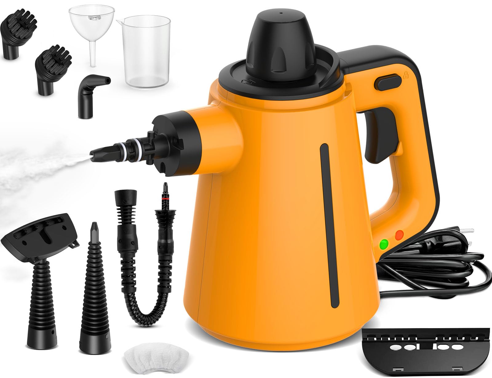 Dampfreiniger, Steam Cleaner mit 10 Aufsätzen, 3,5 Bar Dampfdruck 380ML 1050 W Handdampfreiniger für Fliesenfugen, Polstermöbel und Autopflege, Dampfkraft entfernt Schmutz und Fett portable Angebot bei HelloDeals