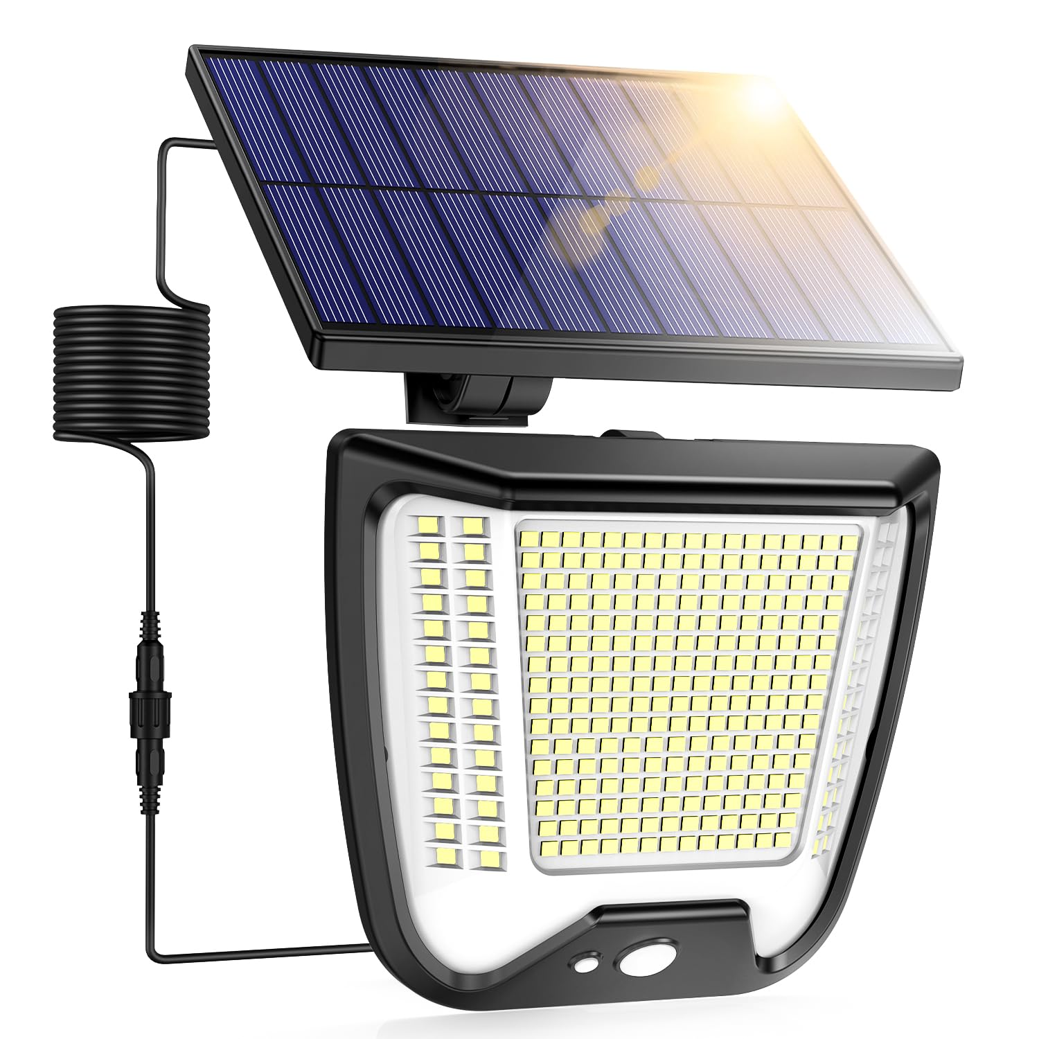 Solarlampen für Außen mit Bewegungsmelder LED Solarleuchte: 288 LED Solar Strahler Aussenleuchte 3 Modi Aussen Lampe Outdoor IP65 Wasserdichte Licht 270° Solarlampe Garten Wandleuchte Mit 5m Kabel 1pcs Angebot bei HelloDeals
