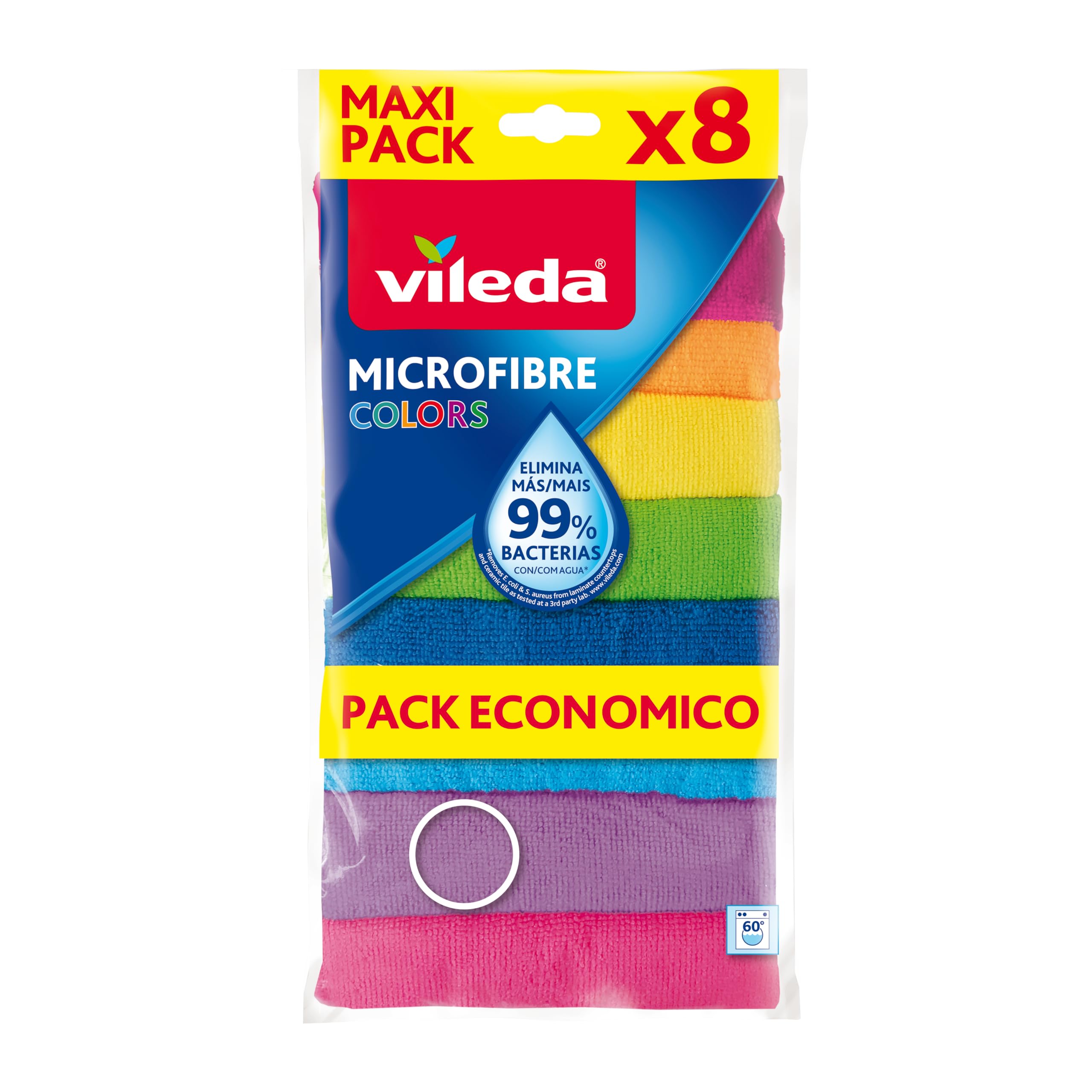 Vileda Mikrofasertücher Colors, Allzwecktücher Multipack aus Mikrofasern, 30 x 30 cm, Mehrfarbig zur Unterscheidung der Anwendungsbereiche, 8+1 gratis Mehrfarbig 8+1 gratis Angebot bei HelloDeals