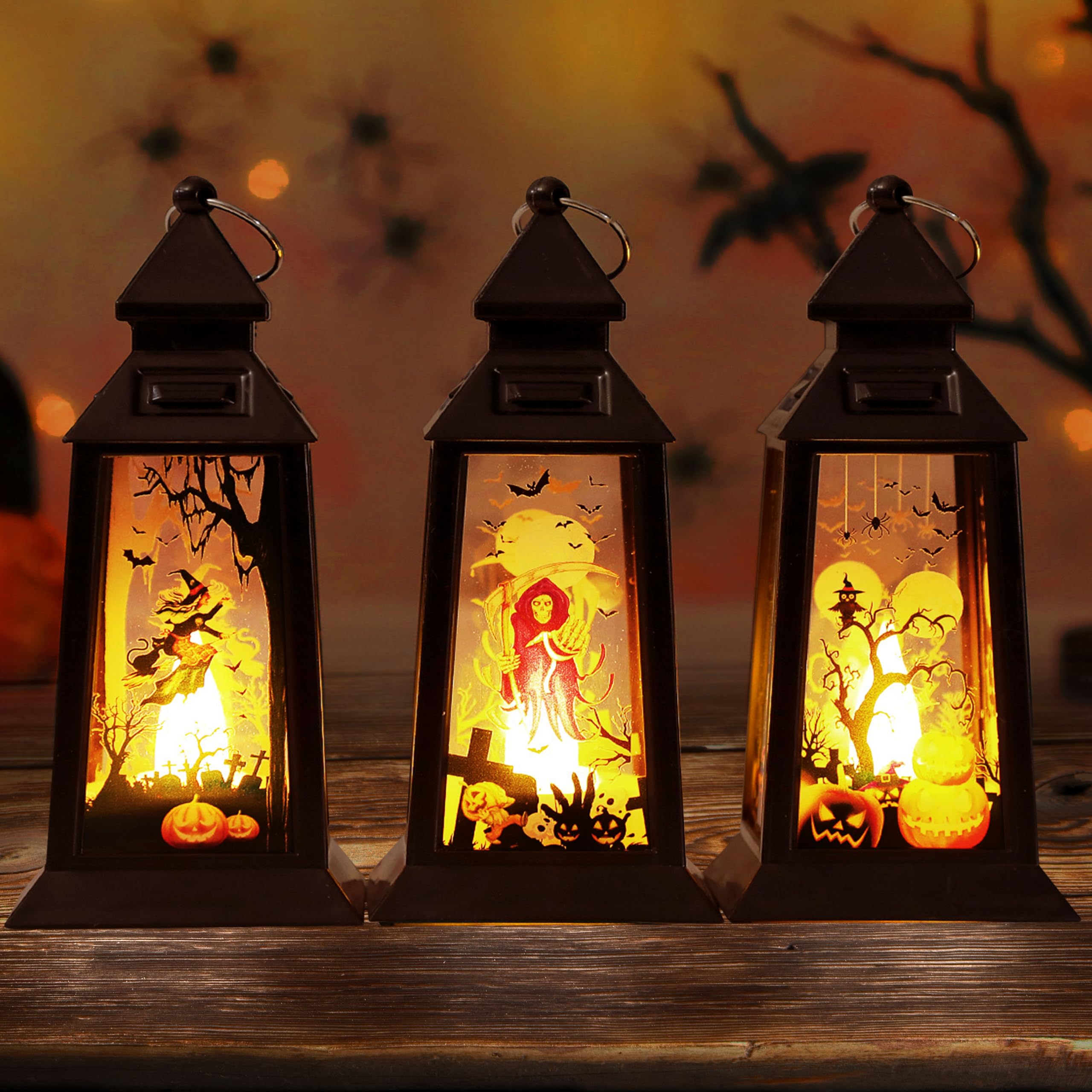 3 Stück Halloween Deko Kürbis Laterne, Halloween Herbstdeko Innen Outdoor mit LED Kürbis Kerze, Halloweendeko Aesthetic Draußen, Herbst Kerze Gartendeko mit Batterie, Helloween-deko Leuchtend Set Angebot bei HelloDeals