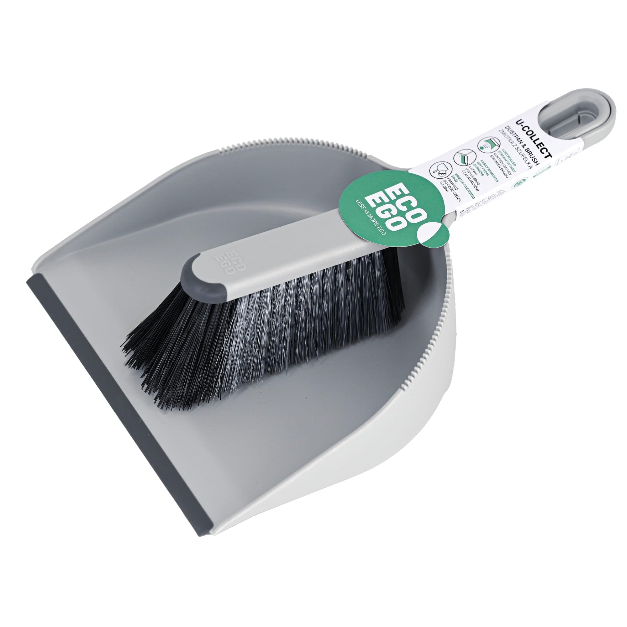 Eco Ego Handfeger Und Schaufel Besen Und Kehrschaufel Set Kehrblech Kehrset Kehrgarnitur Mit Kombination Von Harten Und Weichen Borsten U-Collect Grau-schwarz Angebot bei HelloDeals