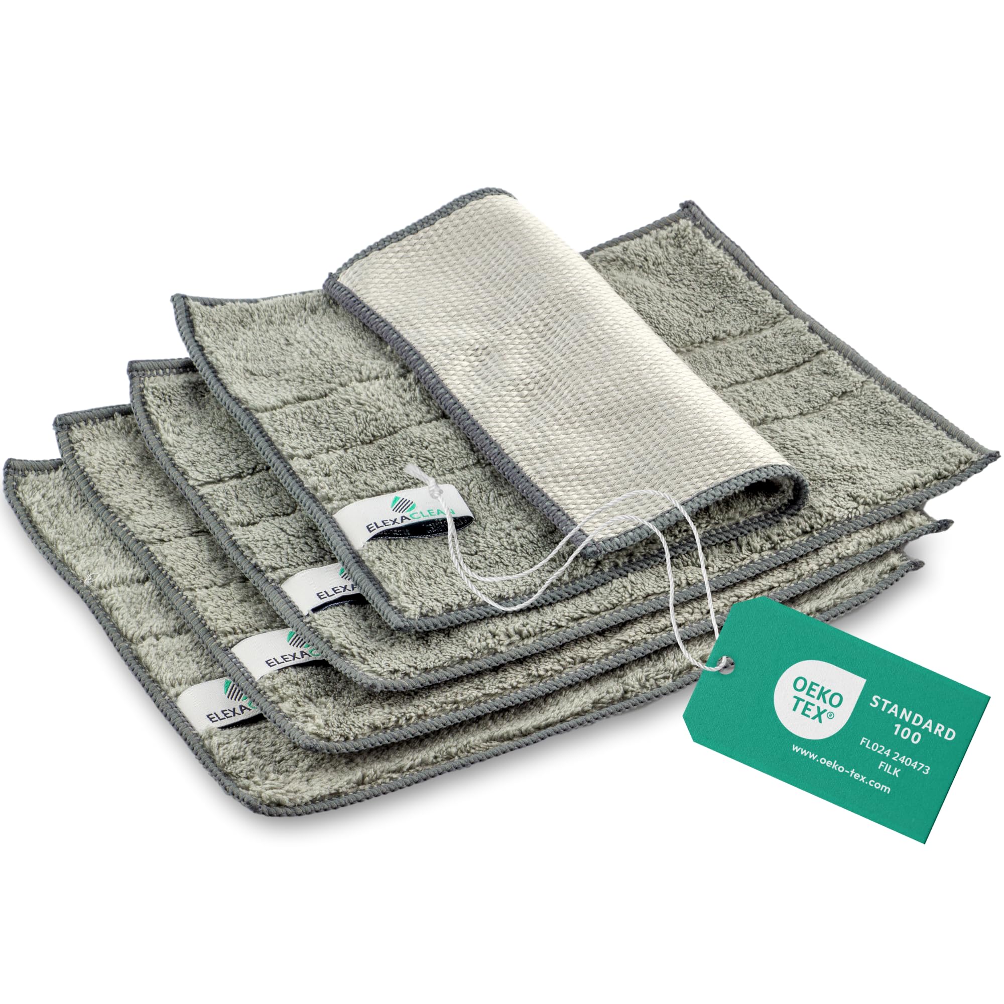 ELEXACLEAN Spültücher waschbar - Mikrofaser (Grau, 4er Set, 24x20cm) Spüllappen für Küche, Geschirr Grau 24x20 cm (4er Pack) Angebot bei HelloDeals