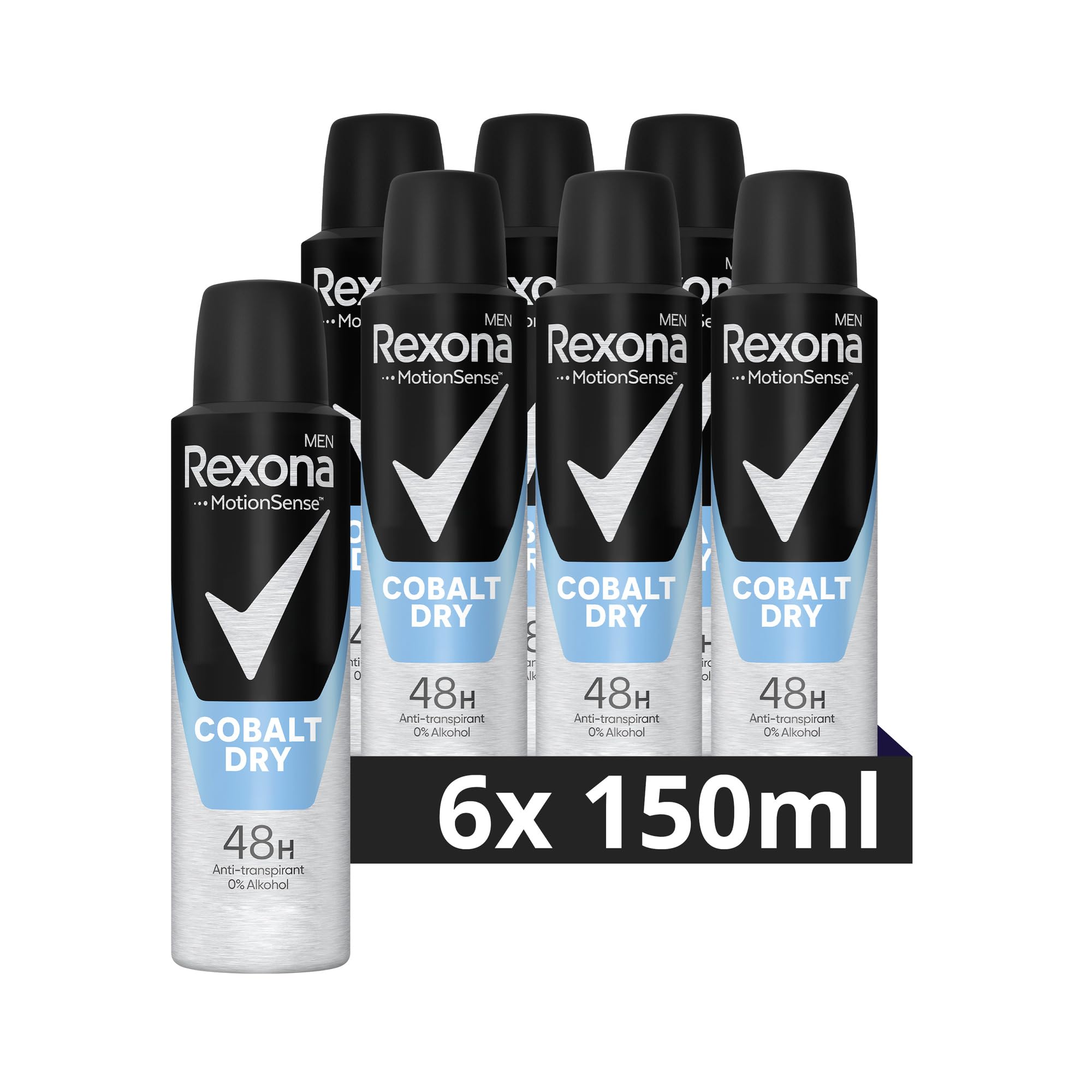 Rexona Men MotionSense Deo Spray Cobalt Dry Anti-Transpirant mit 48 Stunden Schutz gegen Körpergeruch und Achselnässe 6x 150 ml Deo Black 150 ml (6er Pack) Angebot bei HelloDeals