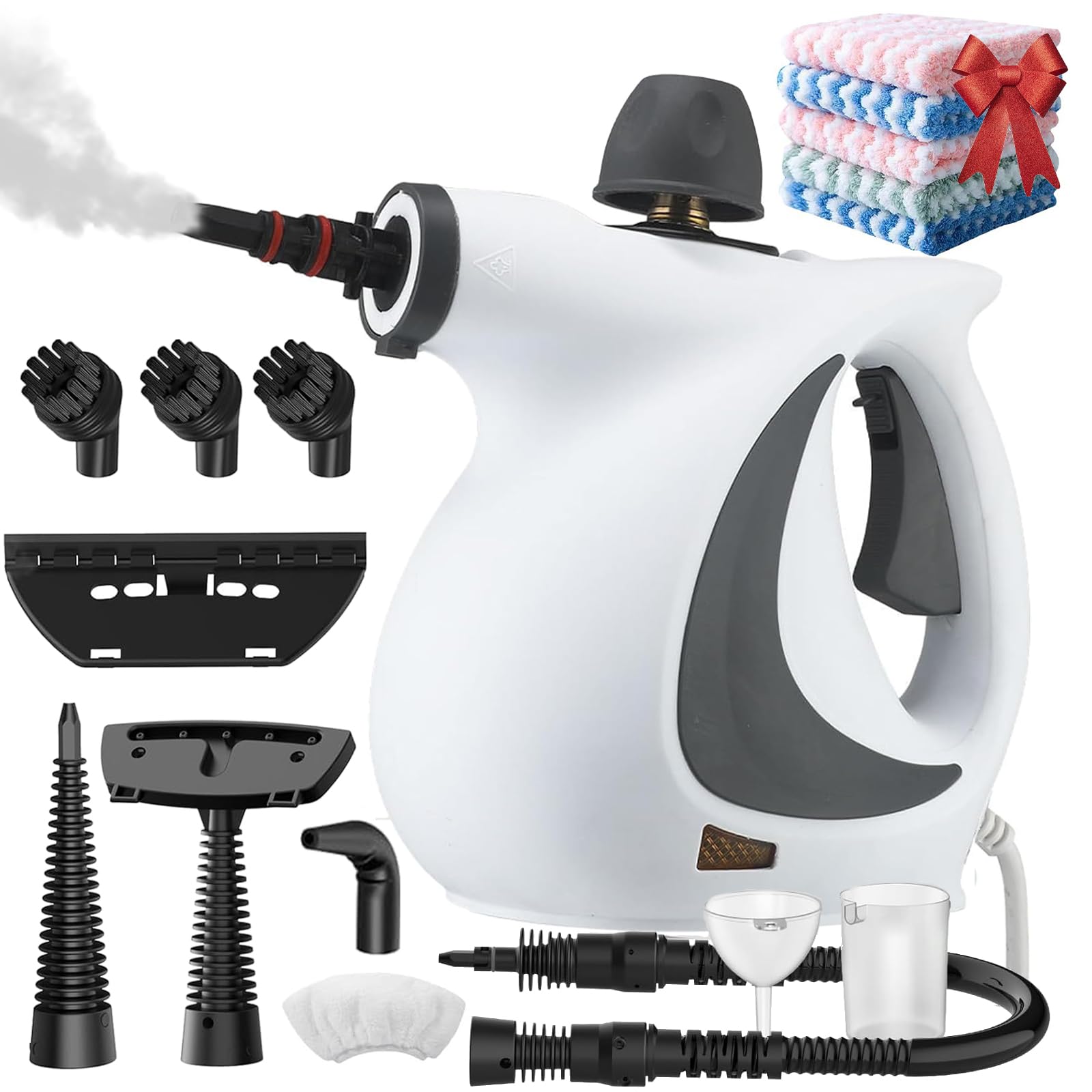 Dampfreiniger Red Hut, Red Hot Dampfreiniger, Kompakte Tragbar Dampfreiniger Handgerät, Red Hat Steam Cleaner, Dampfreiniger mit Zubehör für Alles (Grau) Angebot bei HelloDeals